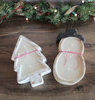 White Christmas Wood Bowl Candle