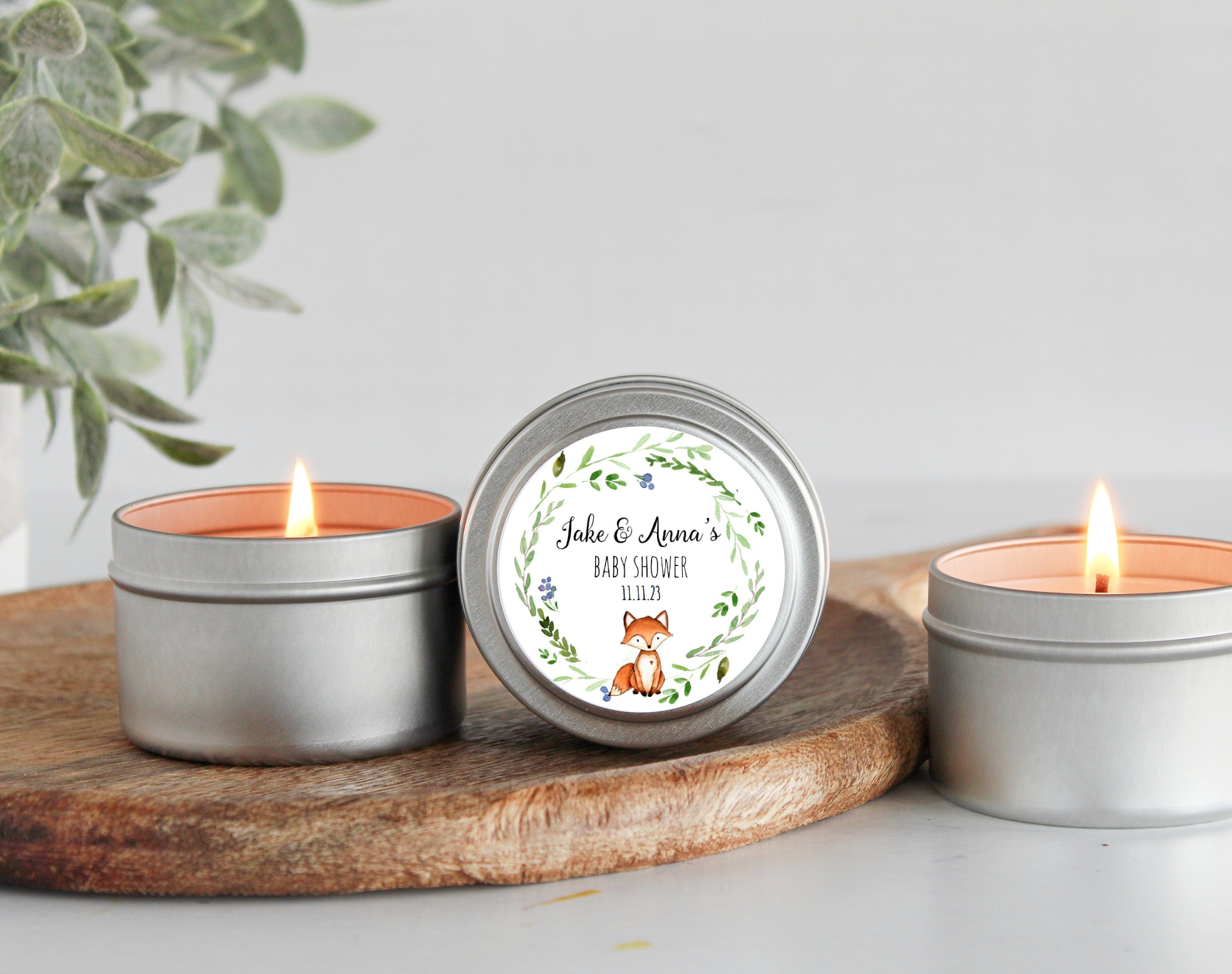 Woodland Fox Baby Shower Tins - Set of 10