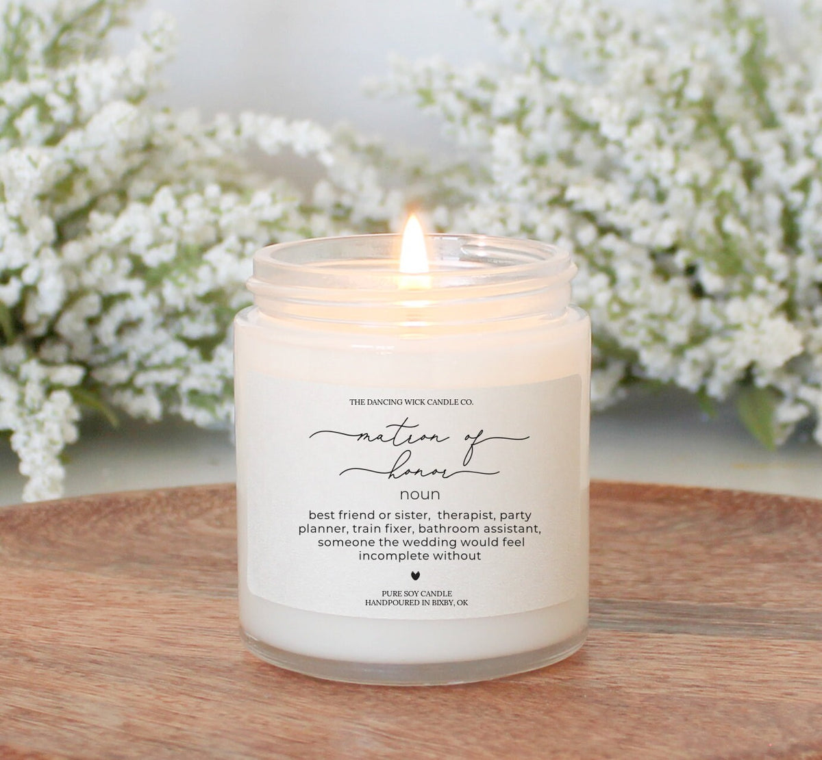 Script Matron of Honor Noun Candle