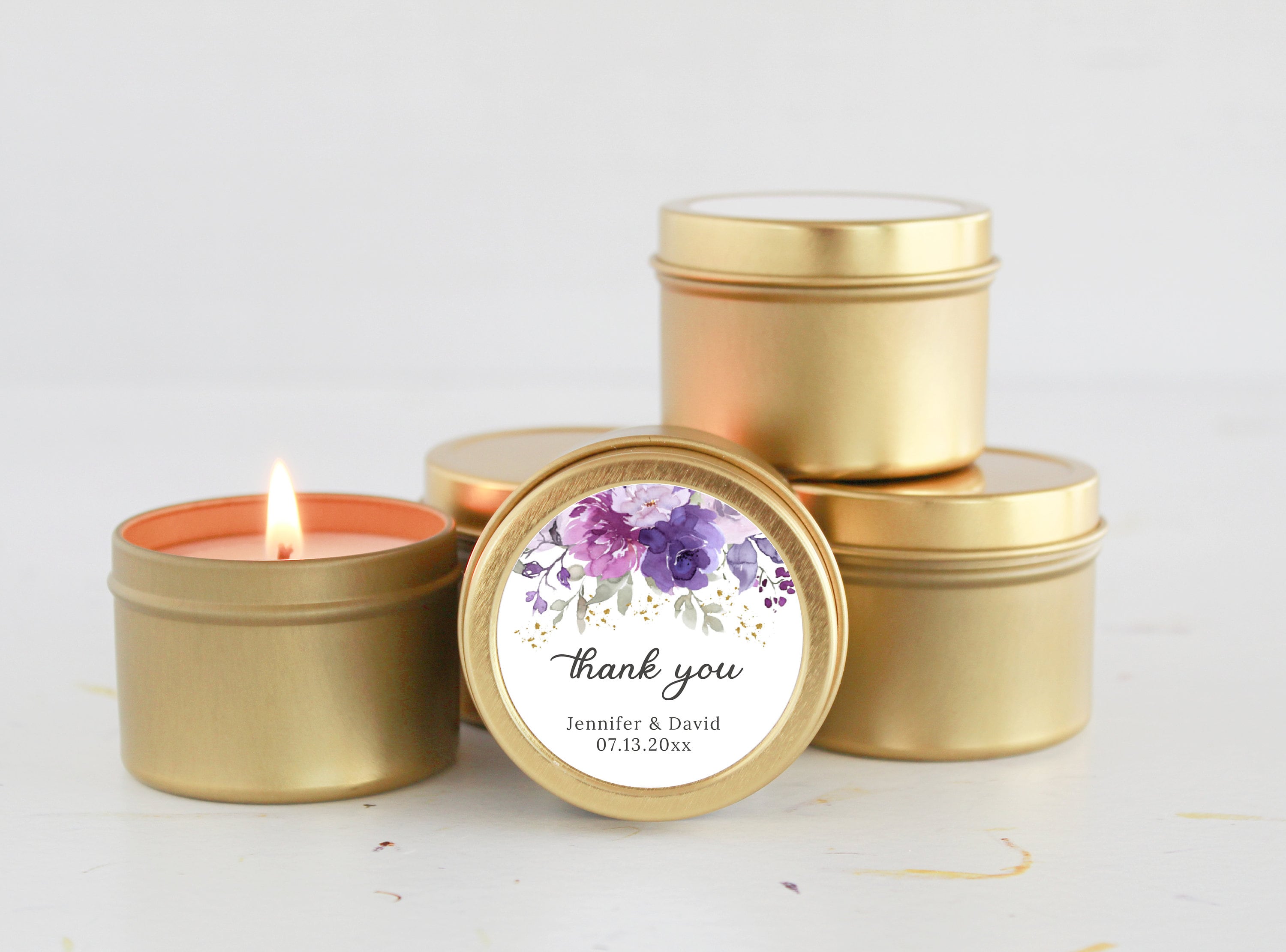 Purple & Mauve Floral Tins - Set of 10