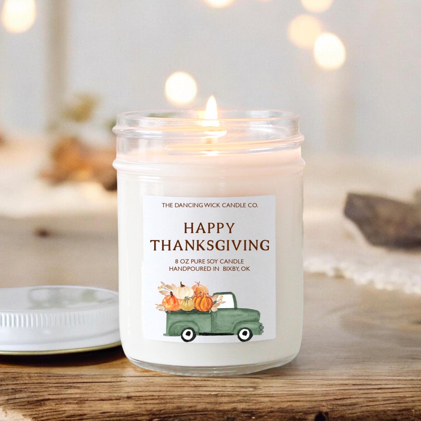 Happy Thanksgiving Truck Candle