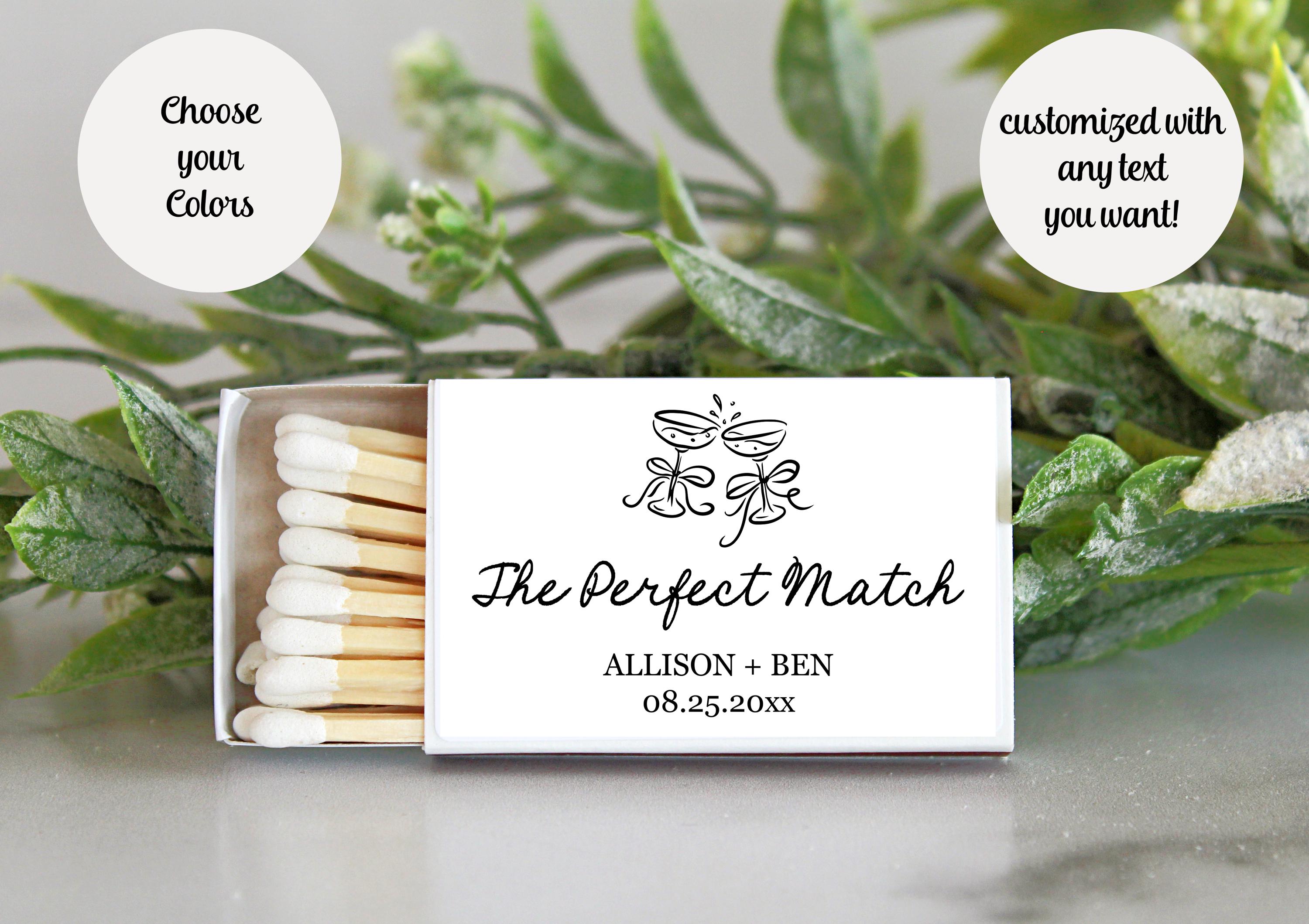 Custom Champagne Matchboxes – Wedding Favors, Bachelorette Party, Personalized Matches, Bridal Shower, Rehearsal Dinner, Engagement Gift