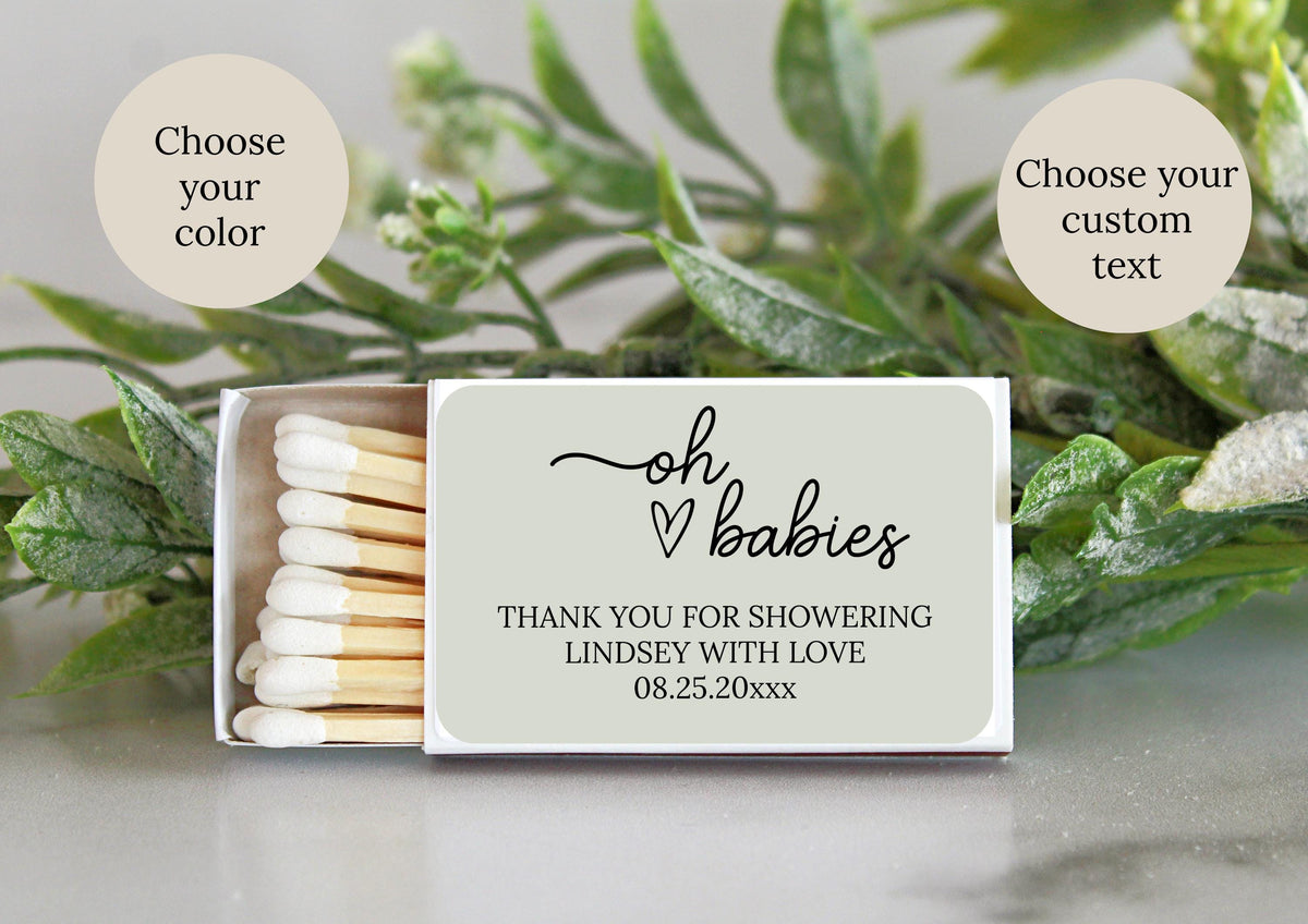 BULK Baby Shower Matches / SET OF 10 / Custom Matches / Baby Shower Favors / Personalized Shower Favors / Custom Party Favors / Unique Favor
