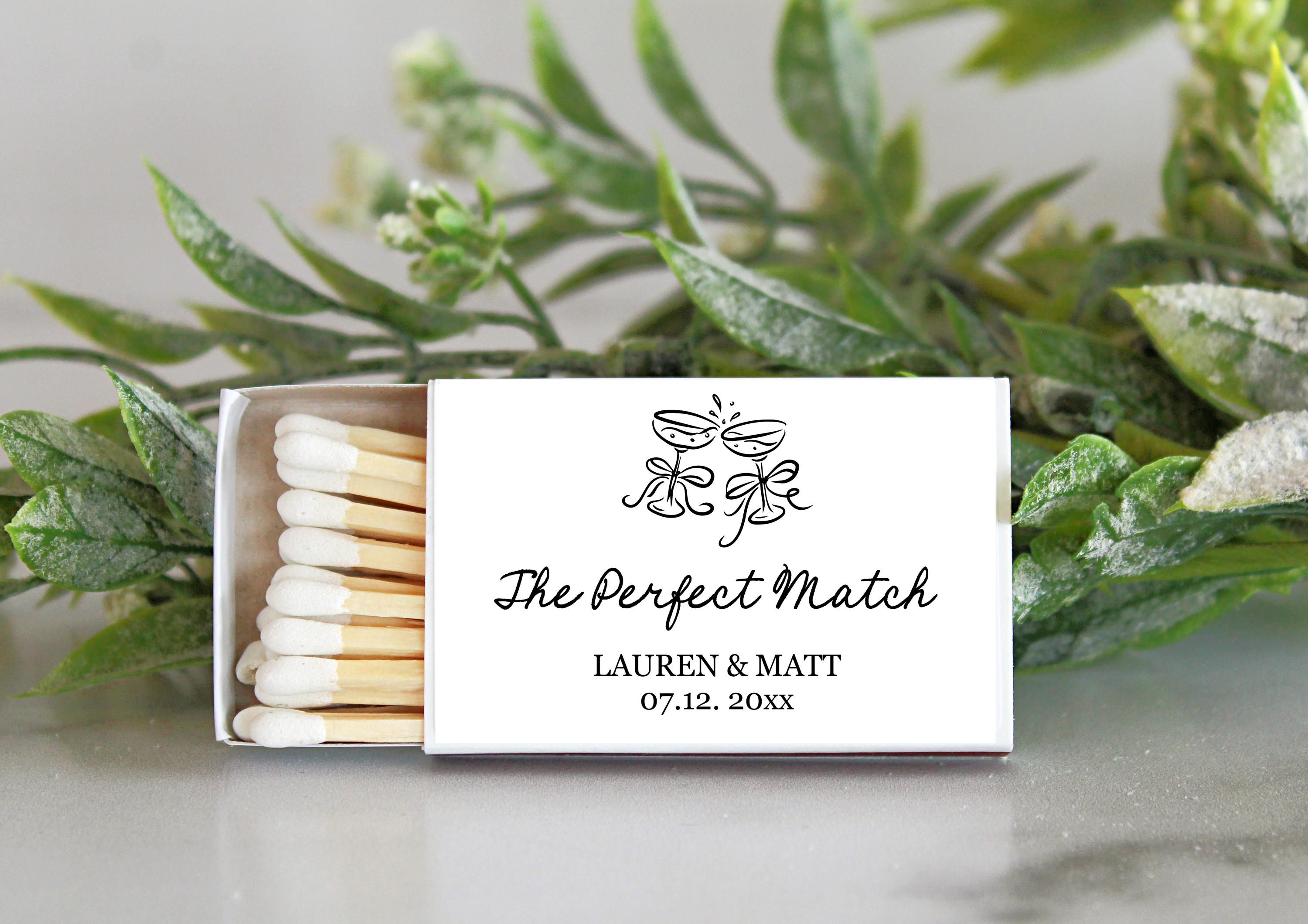Custom Champagne Matchboxes – Wedding Favors, Bachelorette Party, Personalized Matches, Bridal Shower, Rehearsal Dinner, Engagement Gift