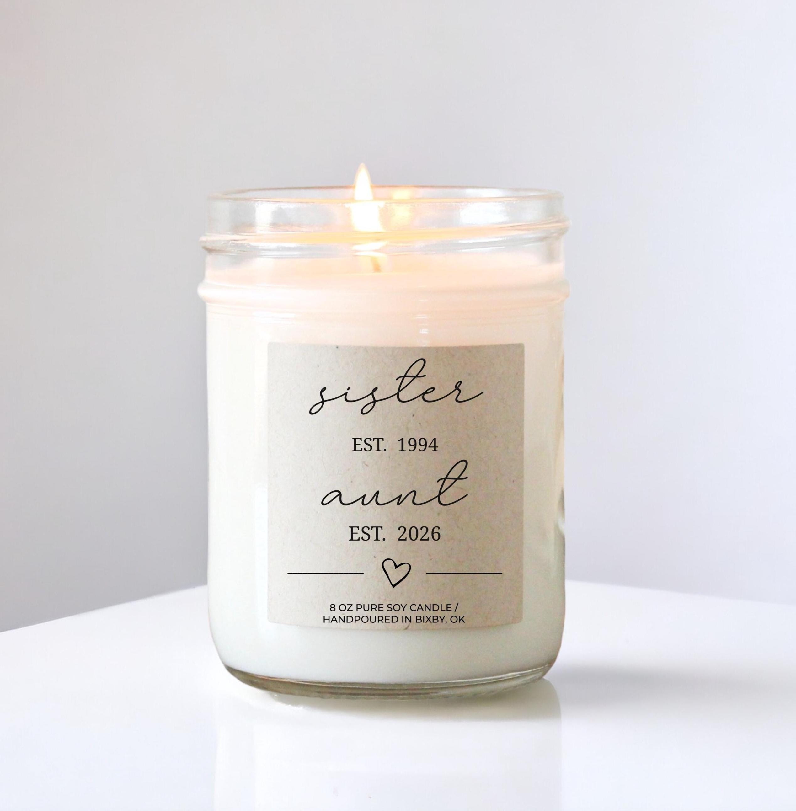 Aunt Pregnancy Announcement Gift Candle