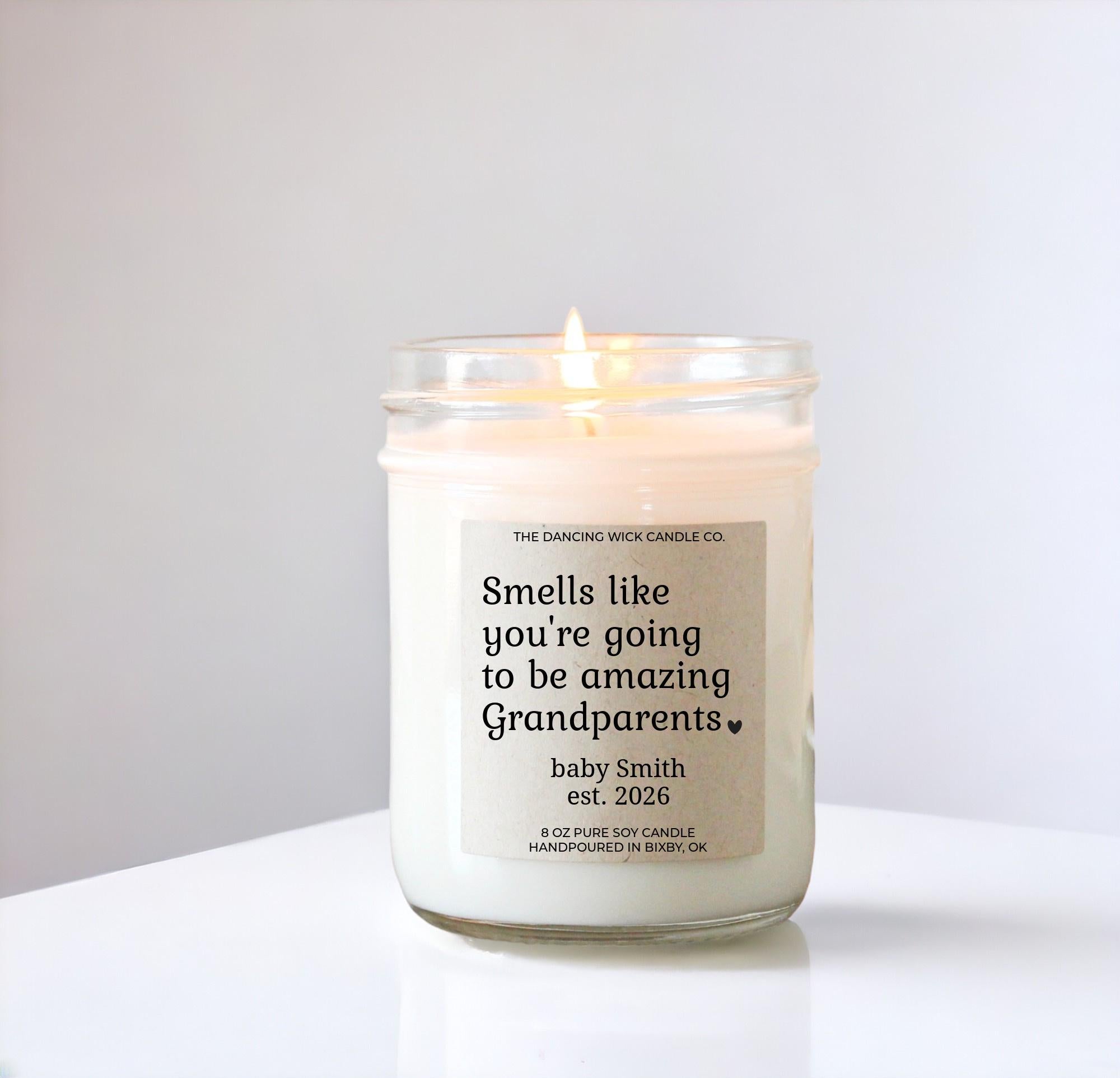 First time Grandparent Announcement Candle: Soy Wax Pregnancy Reveal Gift