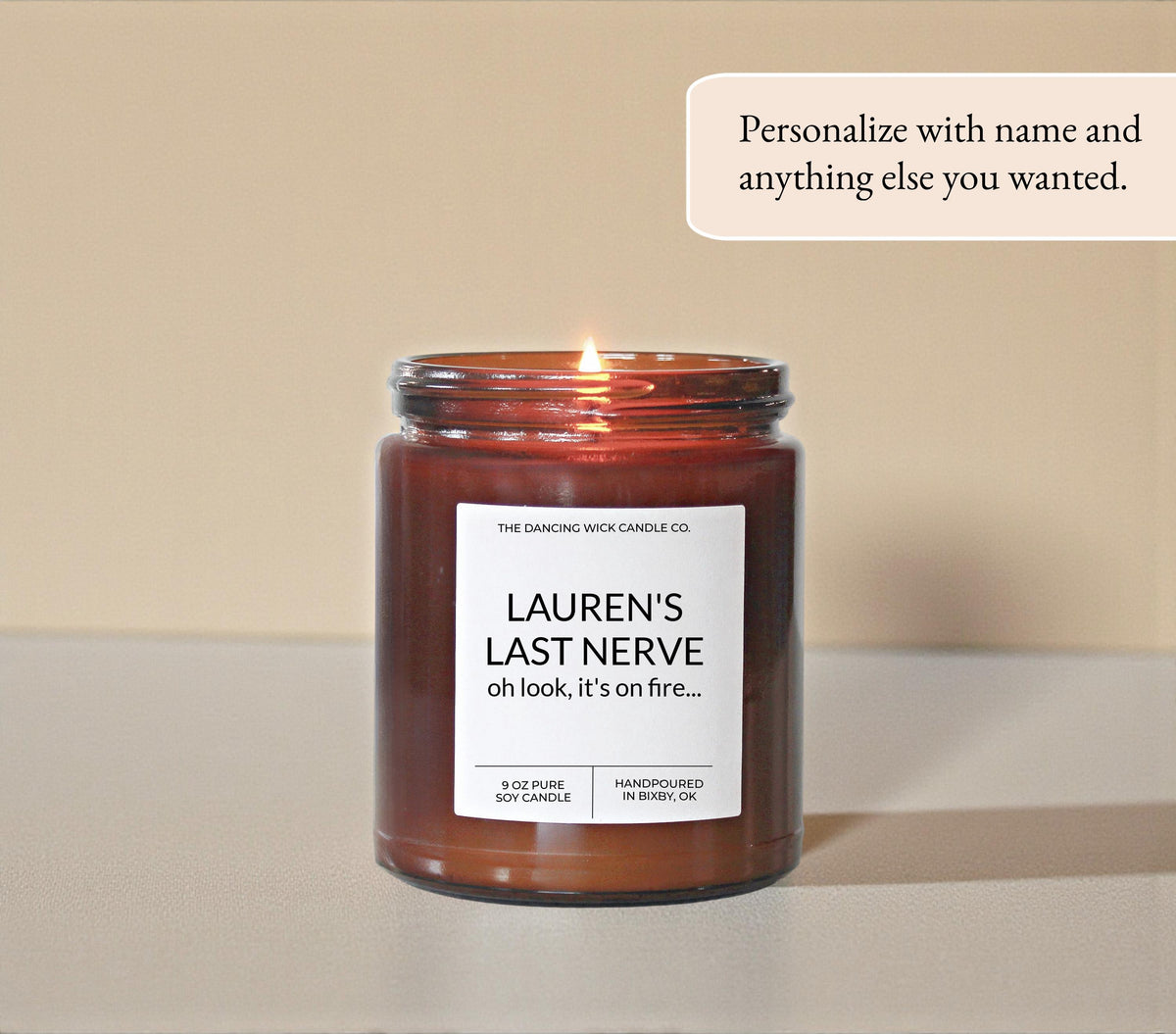 Last Nerve on fire Custom Candle | Personalized Funny Candle Gift | | Sarcastic Gift | Birthday Gift Idea