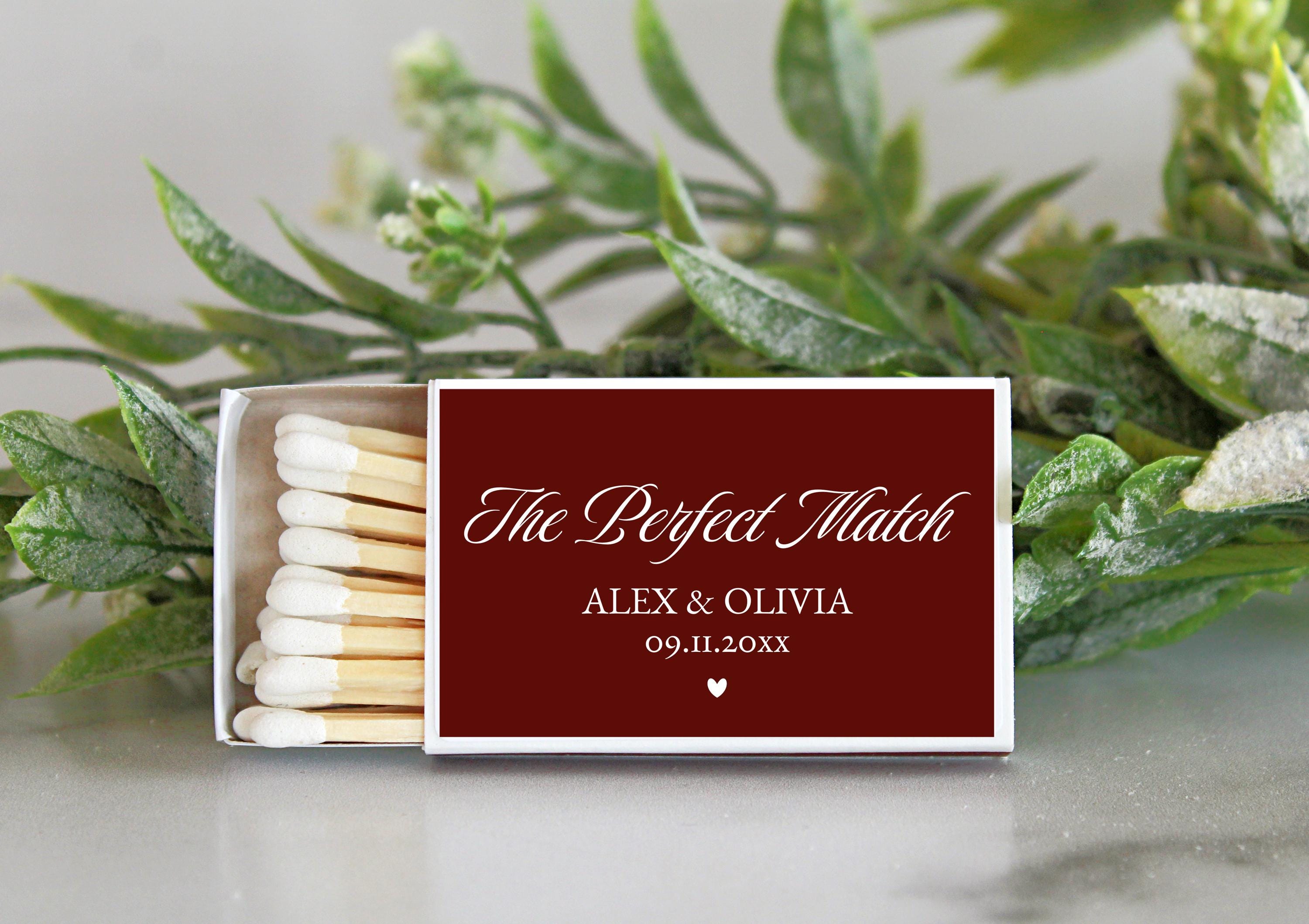 Wedding Personalized Match Boxes / Bulk Set of 10 / Bridal Shower Favors For Guests / Reception Favors / Engagement Party Favors Anniversary