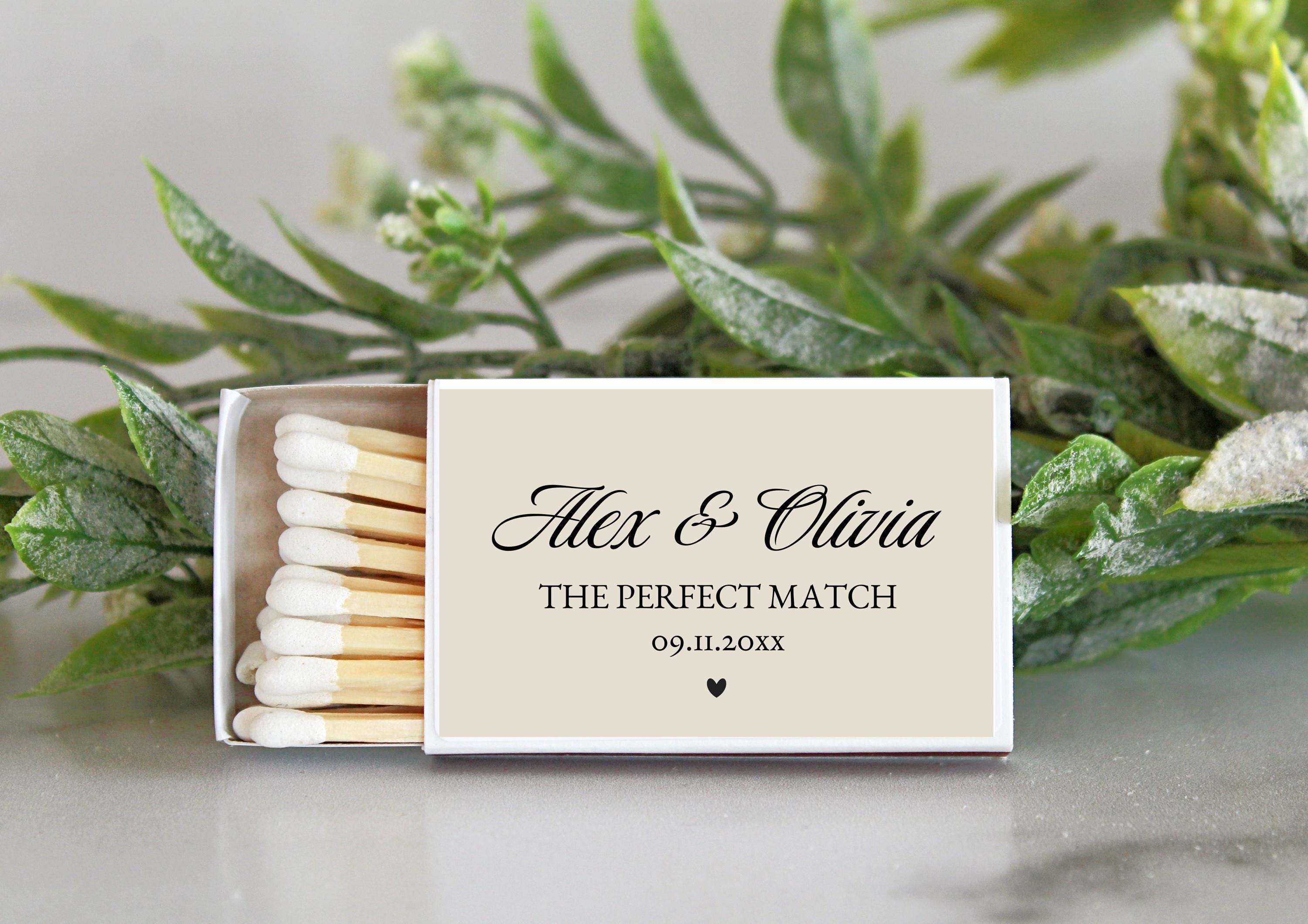 Wedding Personalized Match Boxes / Bulk Set of 10 / Bridal Shower Favors For Guests / Reception Favors / Engagement Party Favors Anniversary