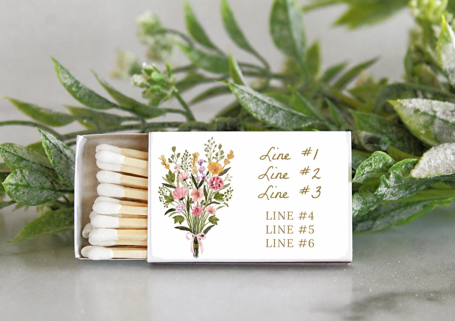 Fresh Off The Market Matchbox Favors, Bridal Shower Matches, Love in Bloom Wedding Favor, Garden Party Favor Matches