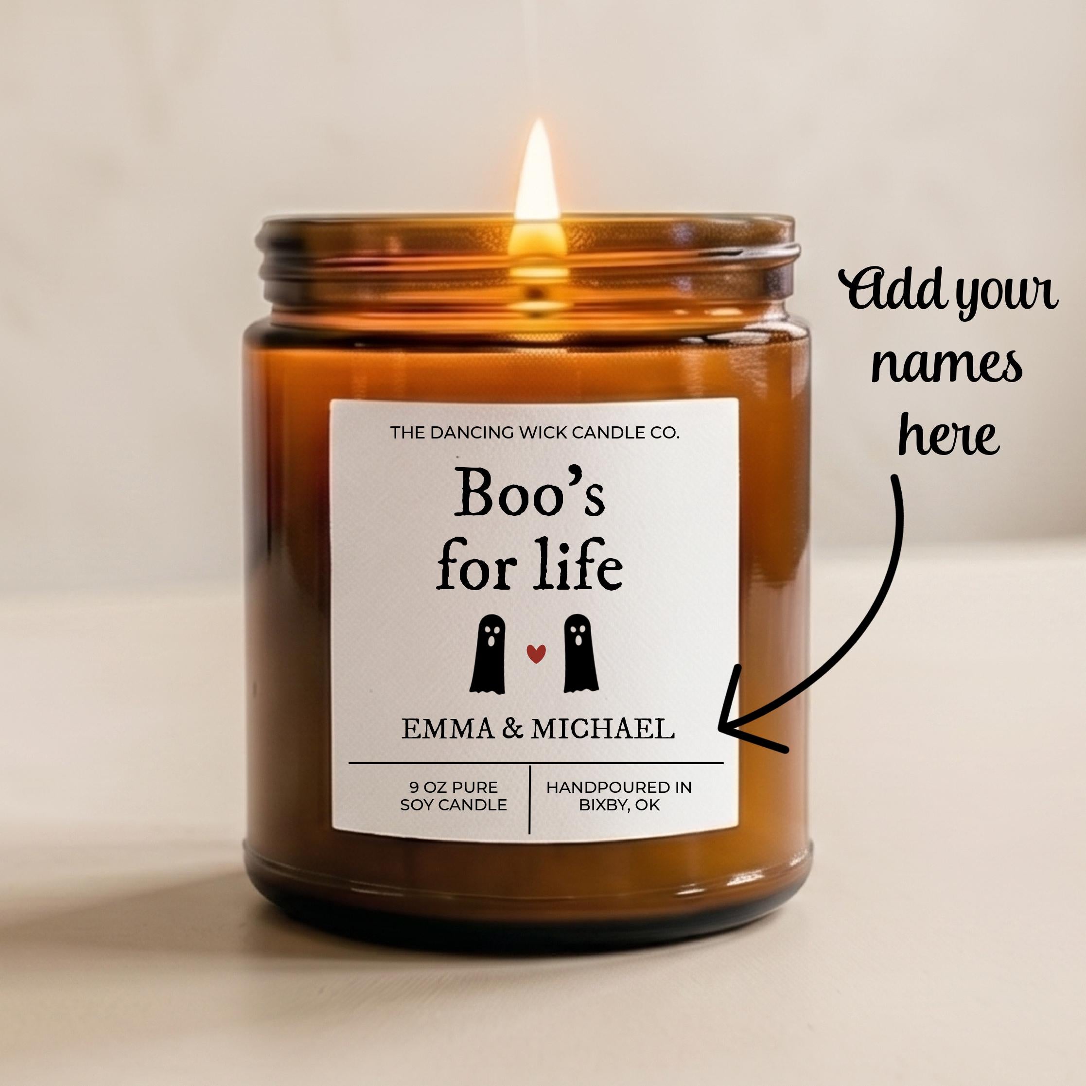 Boos for Life Personalized Halloween Candle | You’re My Boo Gift for Couples & Best Friends | Fall Scented Candle