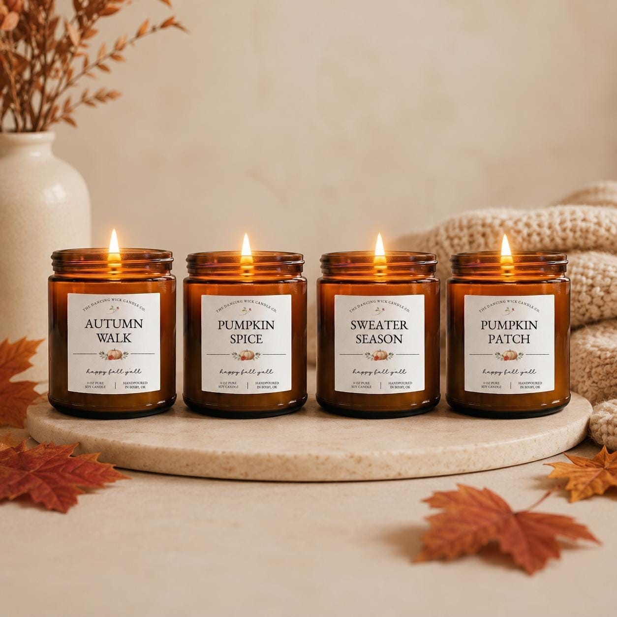 Fall Soy Candle | Choose Your Scent | Cozy Autumn Candle for Home | Pumpkin, Apple, Spice & Bakery Scents | Brown Jar | Fall Decor