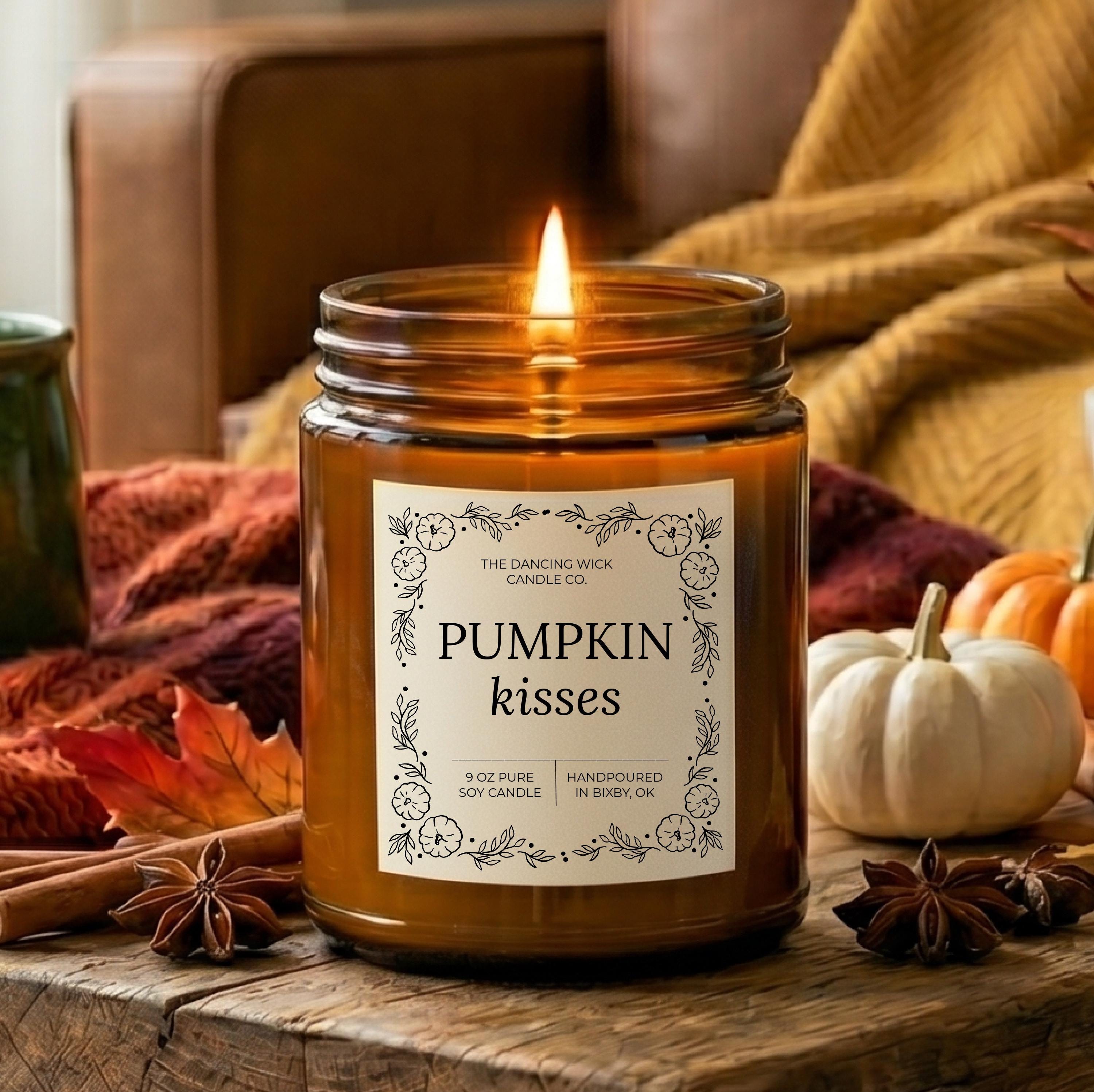 Pumpkin Kisses Soy Candle | Cozy Autumn Candle for Home | Fall Host Gifts | Pumpkin, Apple, Spice & Bakery Scents | Brown Jar | Fall Decor
