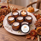 Little Pumpkin Baby Shower Favors | Personalized 1 oz & 2 oz Mini Soy Candles | Brown Glass Jars | Scent of Choice | Sets of 10 Bulk