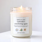 Personalized Crochet Candle, Funny Gift for Crocheters, Yarn Lover Birthday Present, Clear Glass Jar