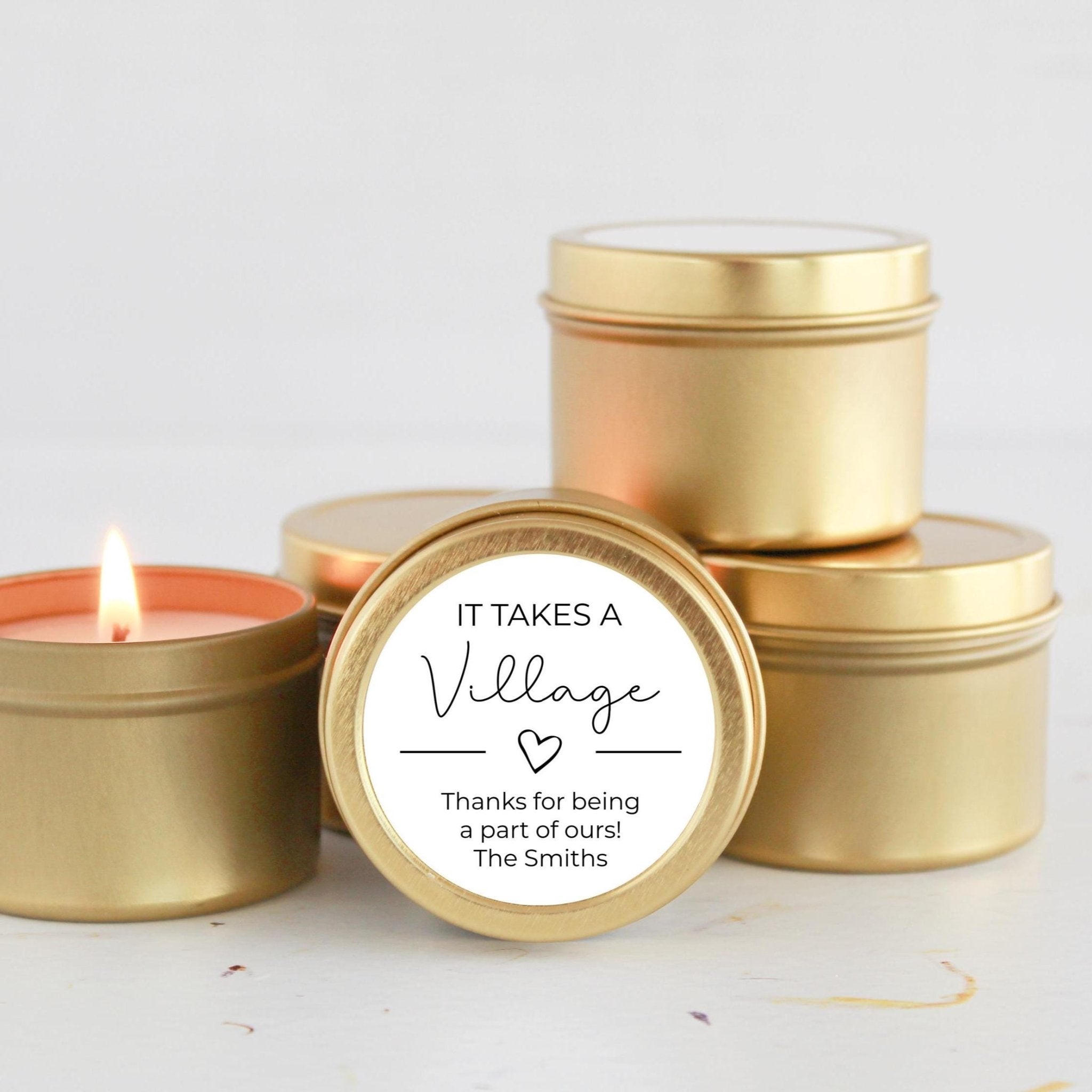 It Takes a Village Candle Favors Tins - The Dancing Wick