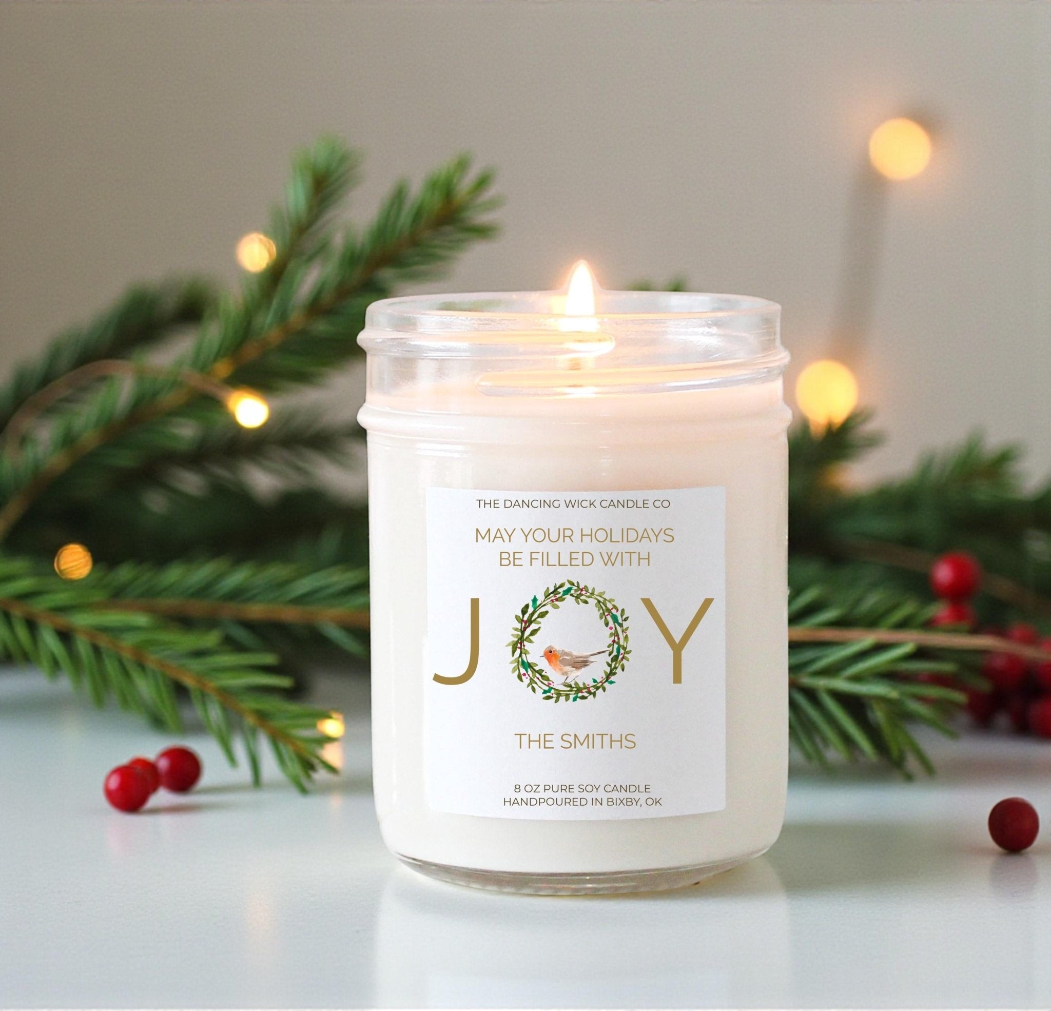 Joy Christmas Candle - The Dancing Wick
