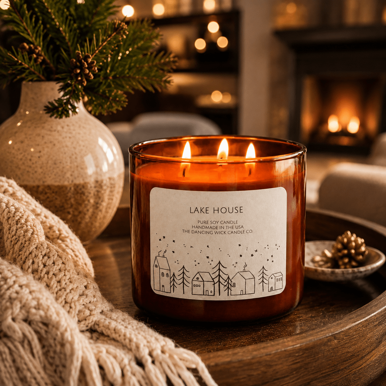 Lake House - 3 Wick Christmas Tumbler Candle - The Dancing Wick