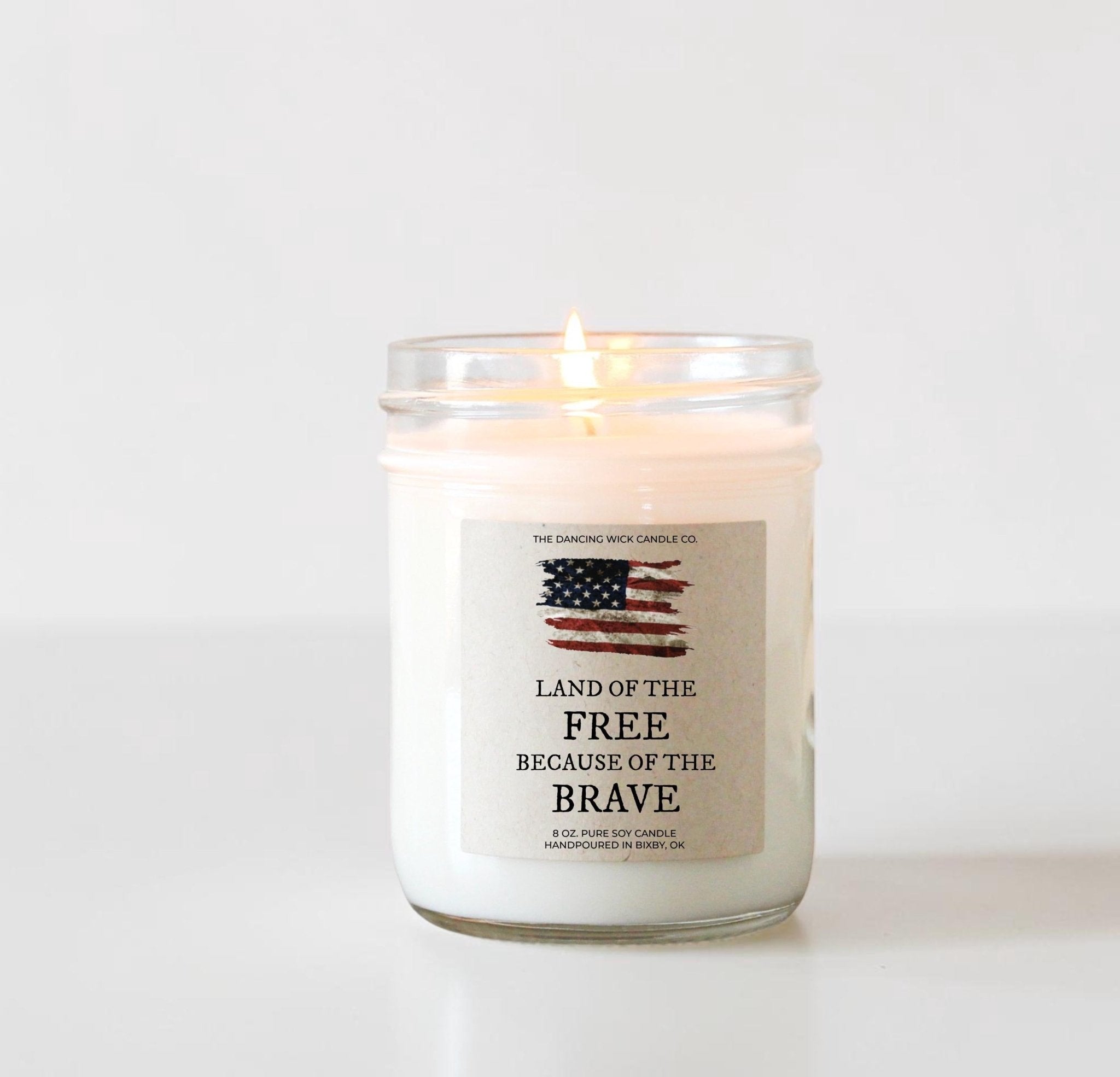 Land of the Free Because of the Brave 4th of July Candle - The Dancing Wick