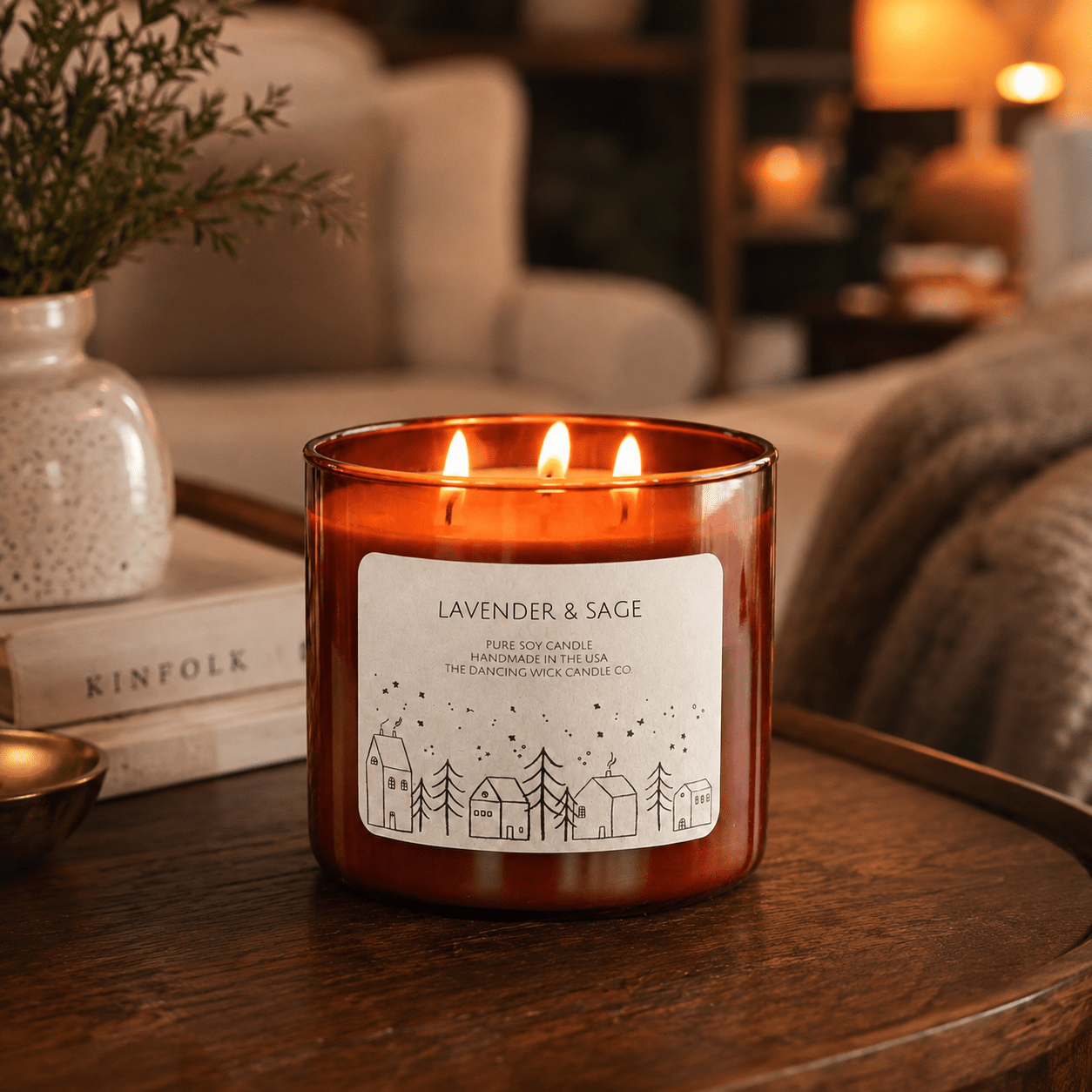Lavender & Sage - 3 Wick Christmas Tumbler Candle - The Dancing Wick