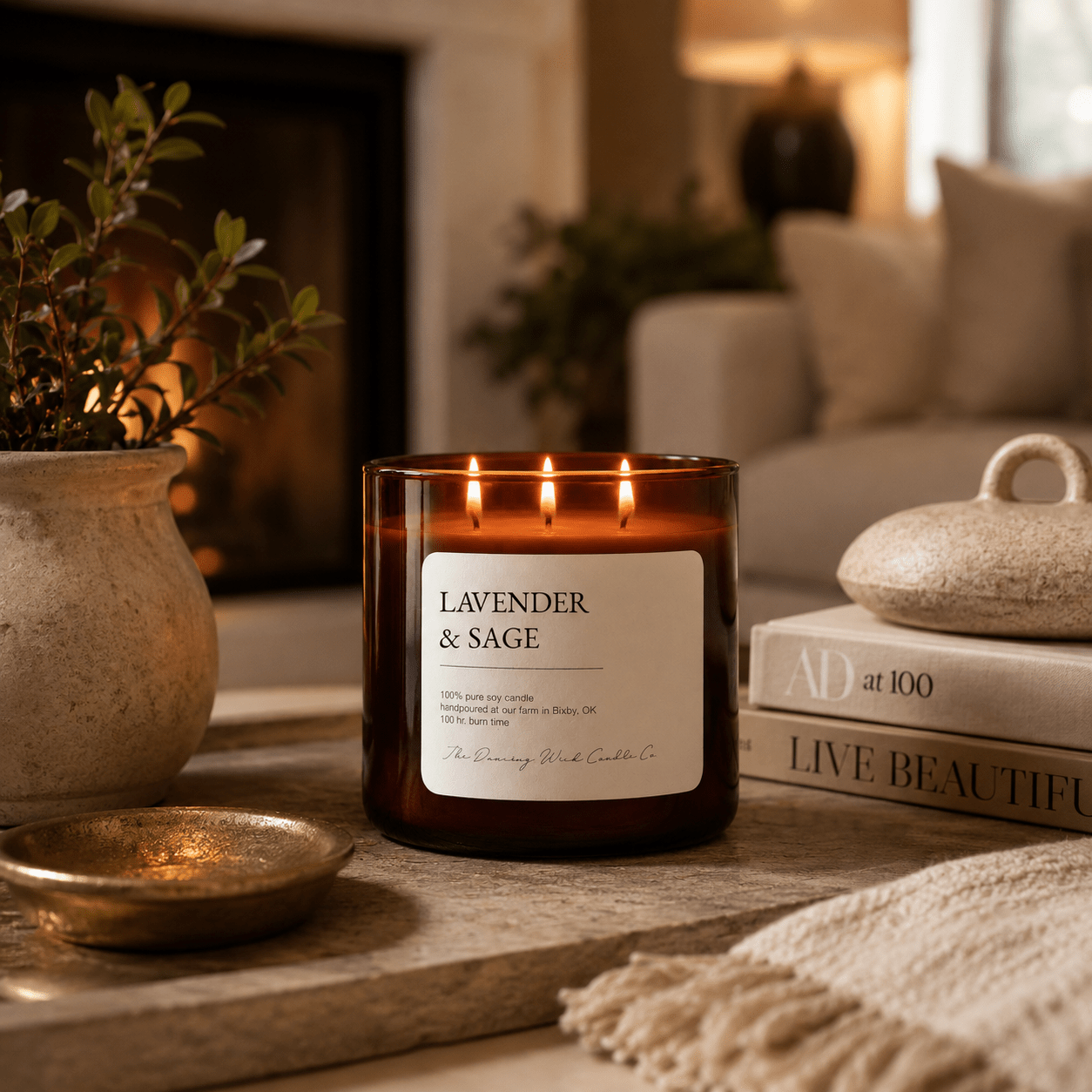 Lavender & Sage - 3 Wick Everyday Tumbler Candle - The Dancing Wick