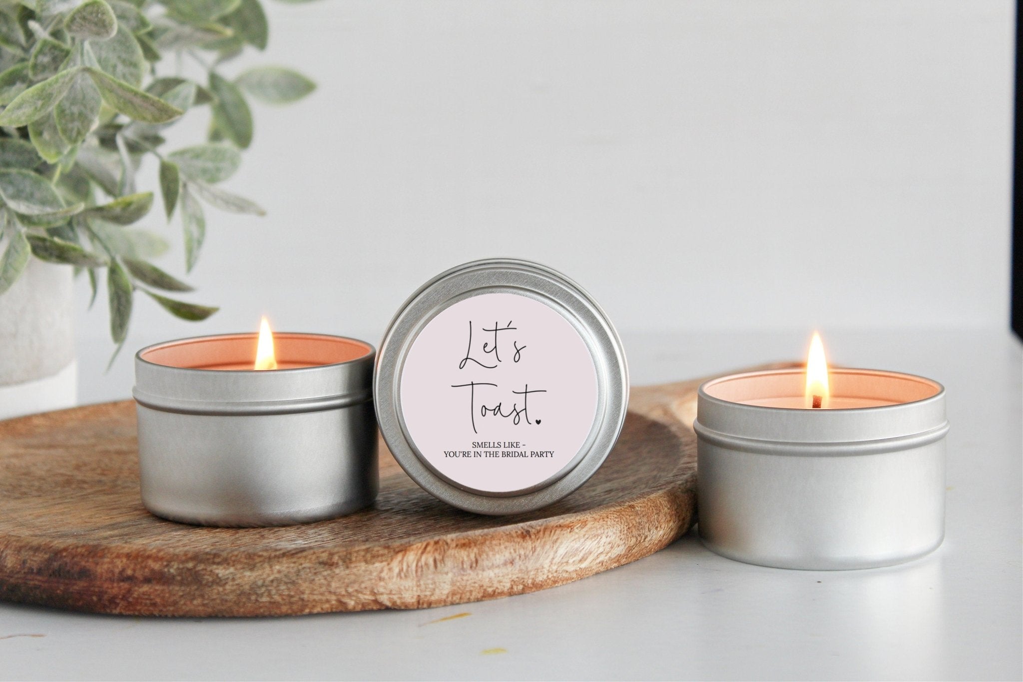 Let's Toast Bridesmaid Tins - The Dancing Wick