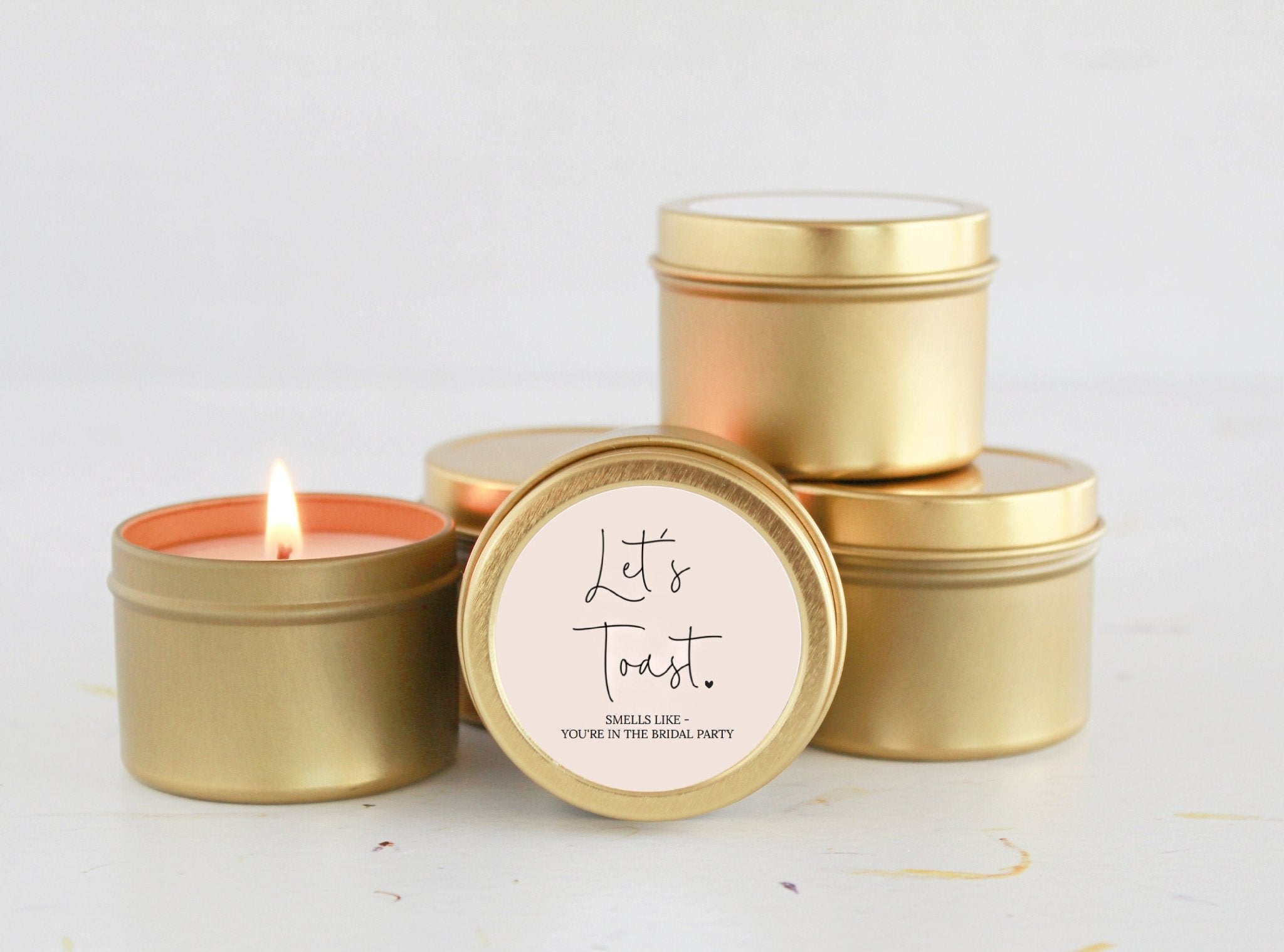 Let's Toast Bridesmaid Tins - The Dancing Wick