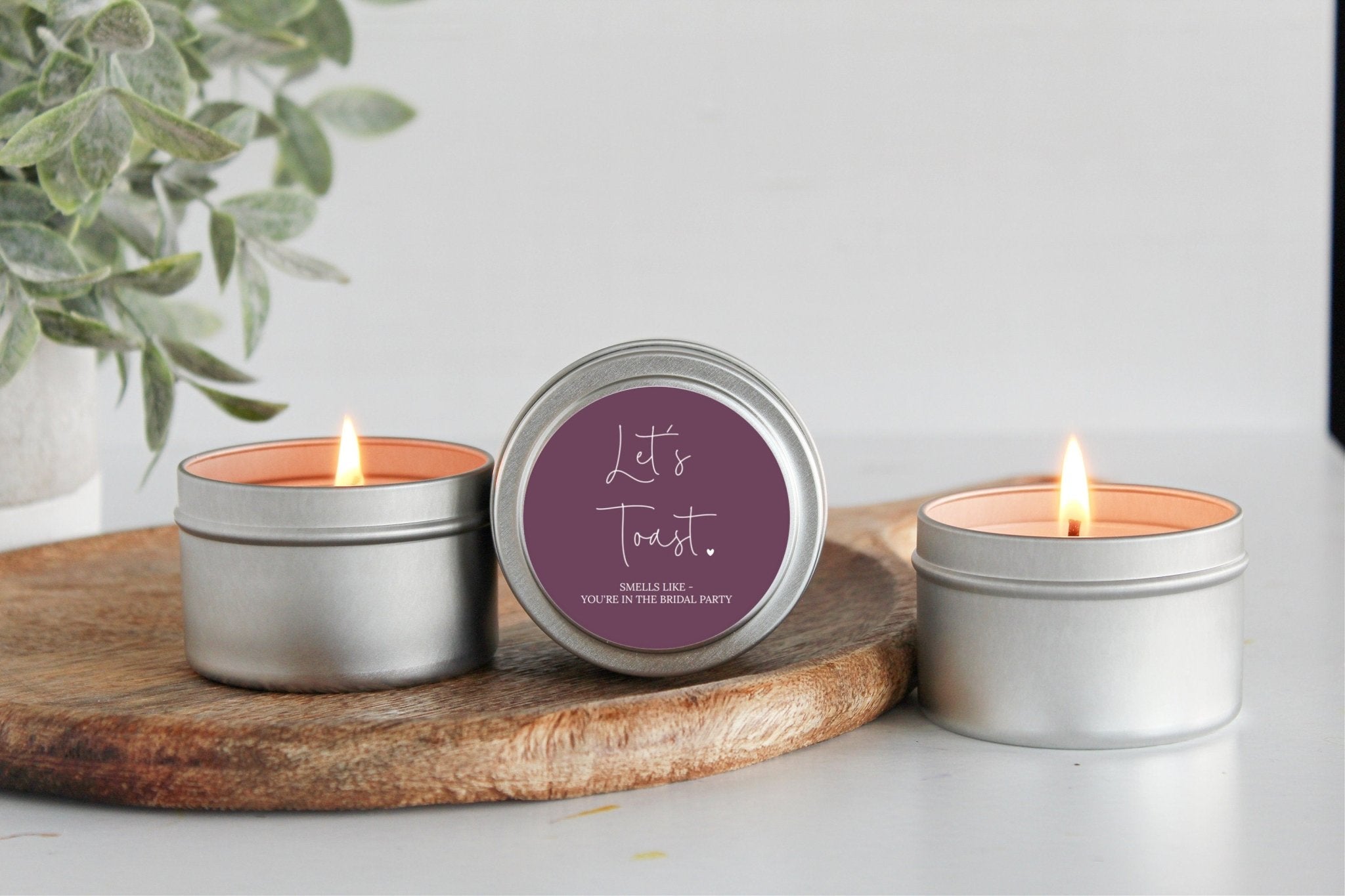 Let's Toast Bridesmaid Tins - The Dancing Wick