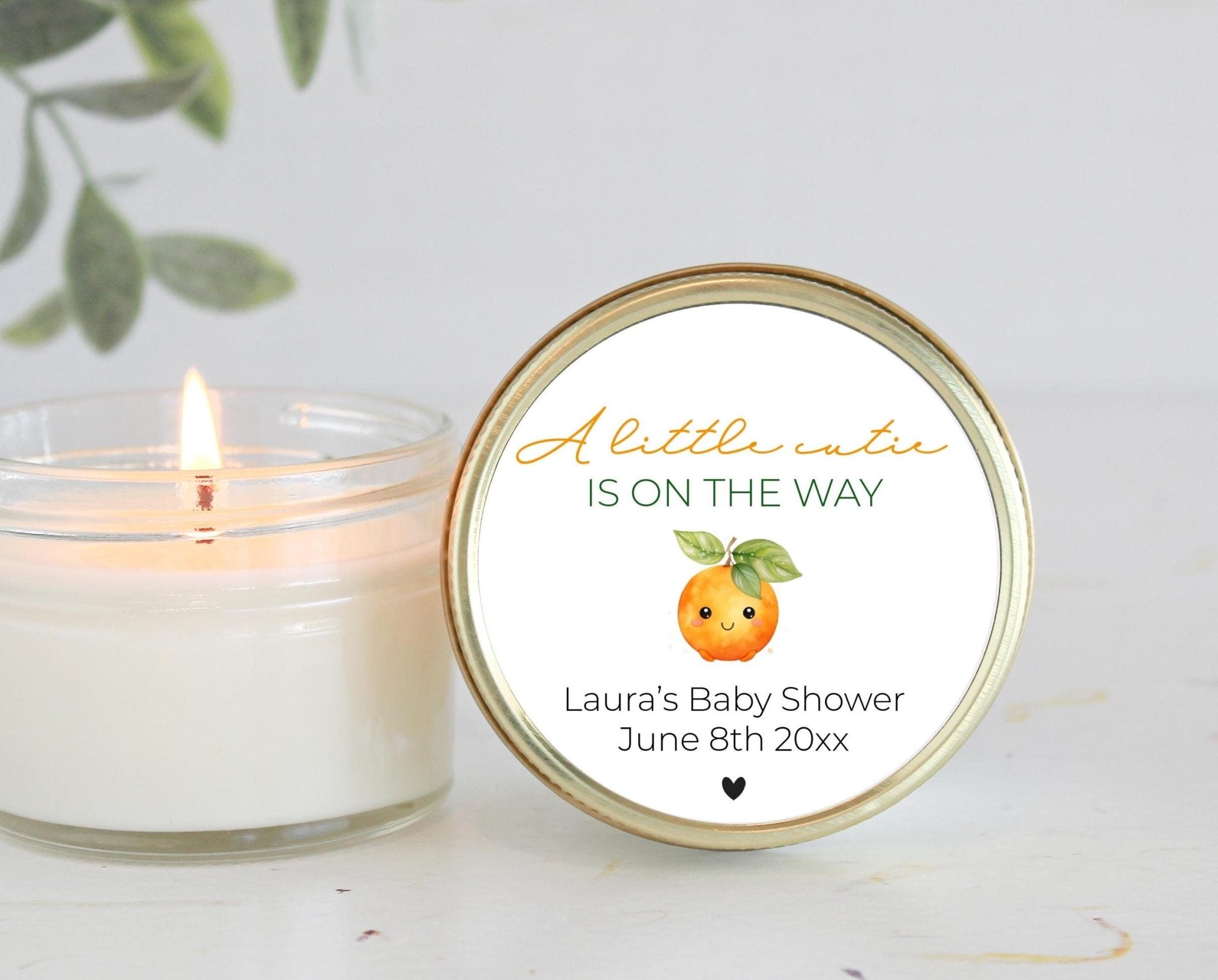 Little Cutie Personalized Baby Shower Favors: 4 oz Soy Candle - The Dancing Wick