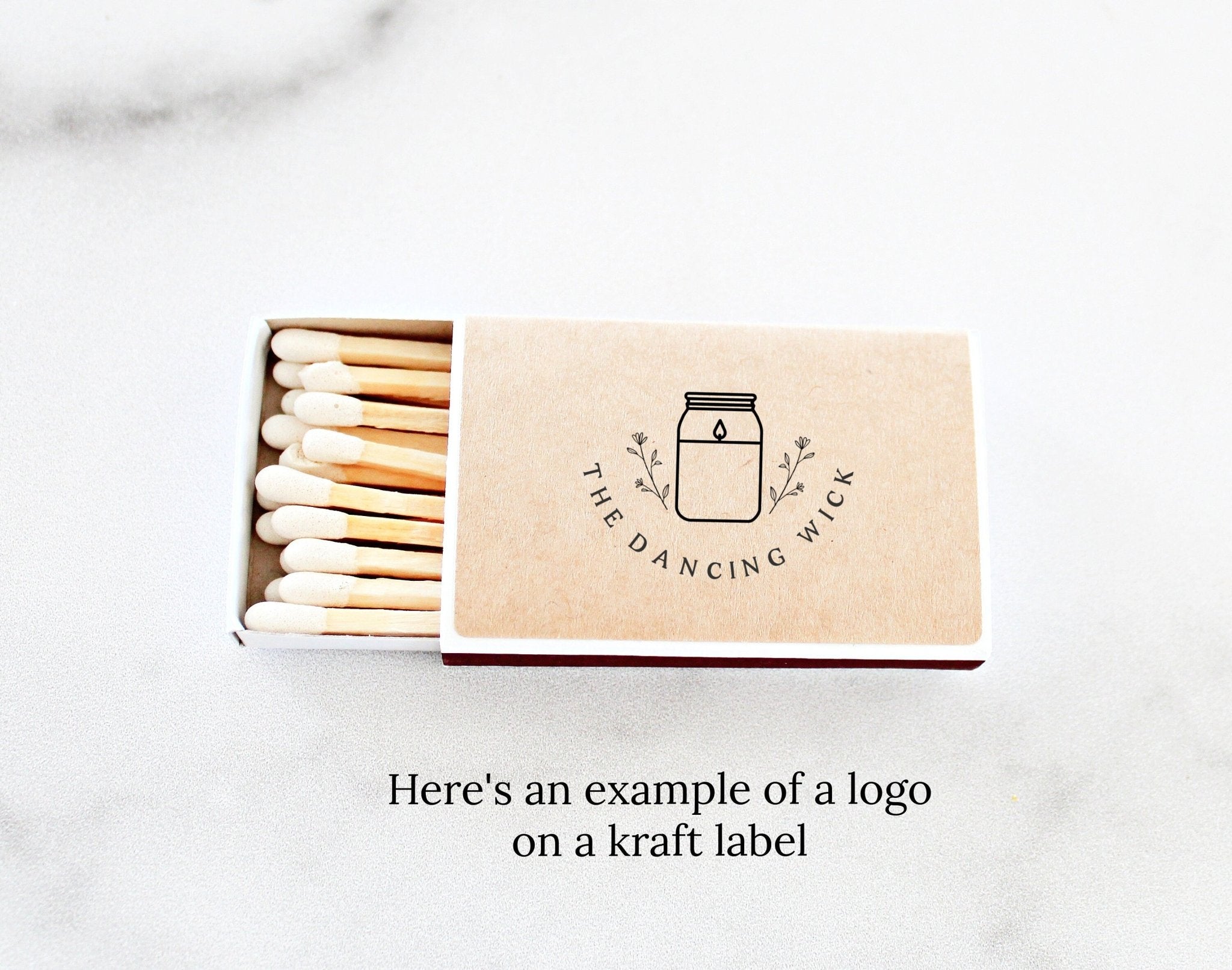 Logo Match Boxes (Double - Sided Labels) - Set of 10 - The Dancing Wick