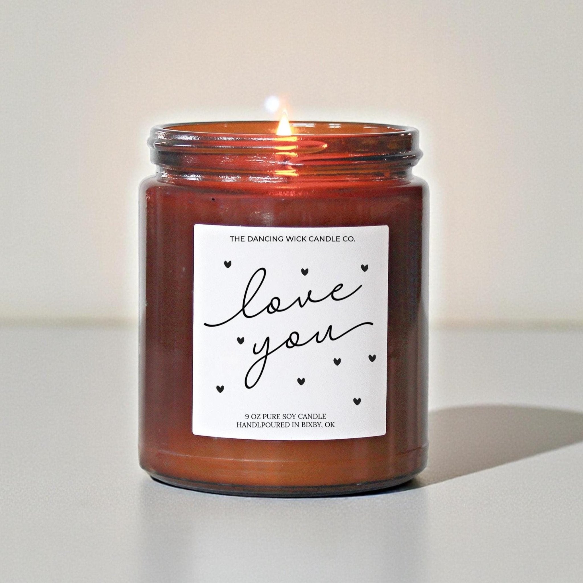 Love You Candle Amber Gift - The Dancing Wick