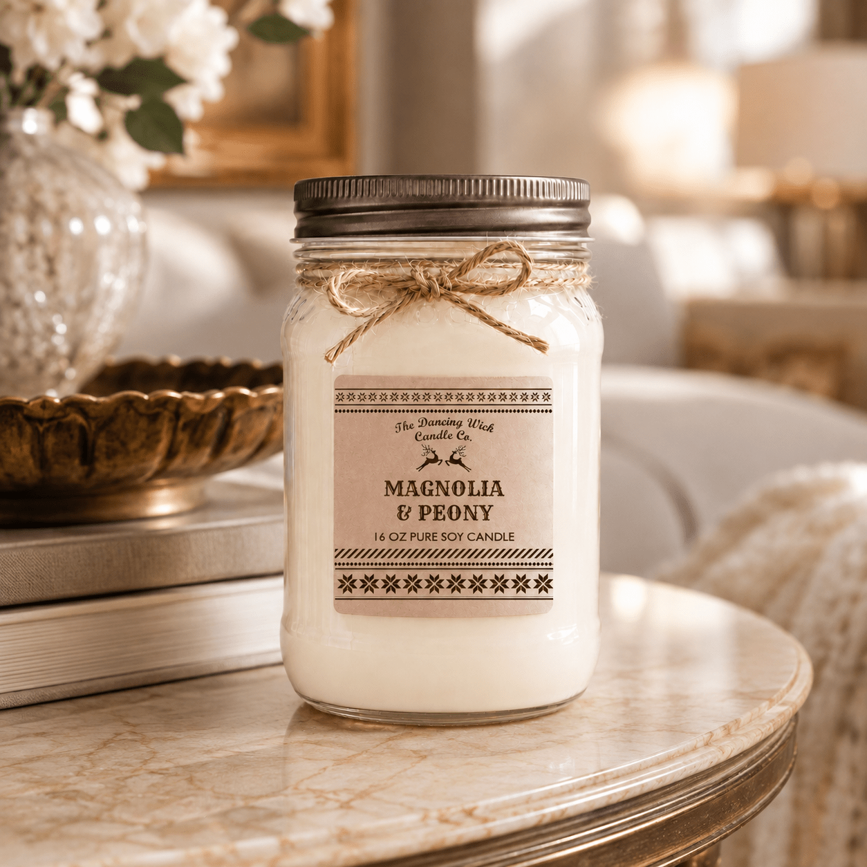 Magnolia & Peony - Kraft Winter Candle - The Dancing Wick