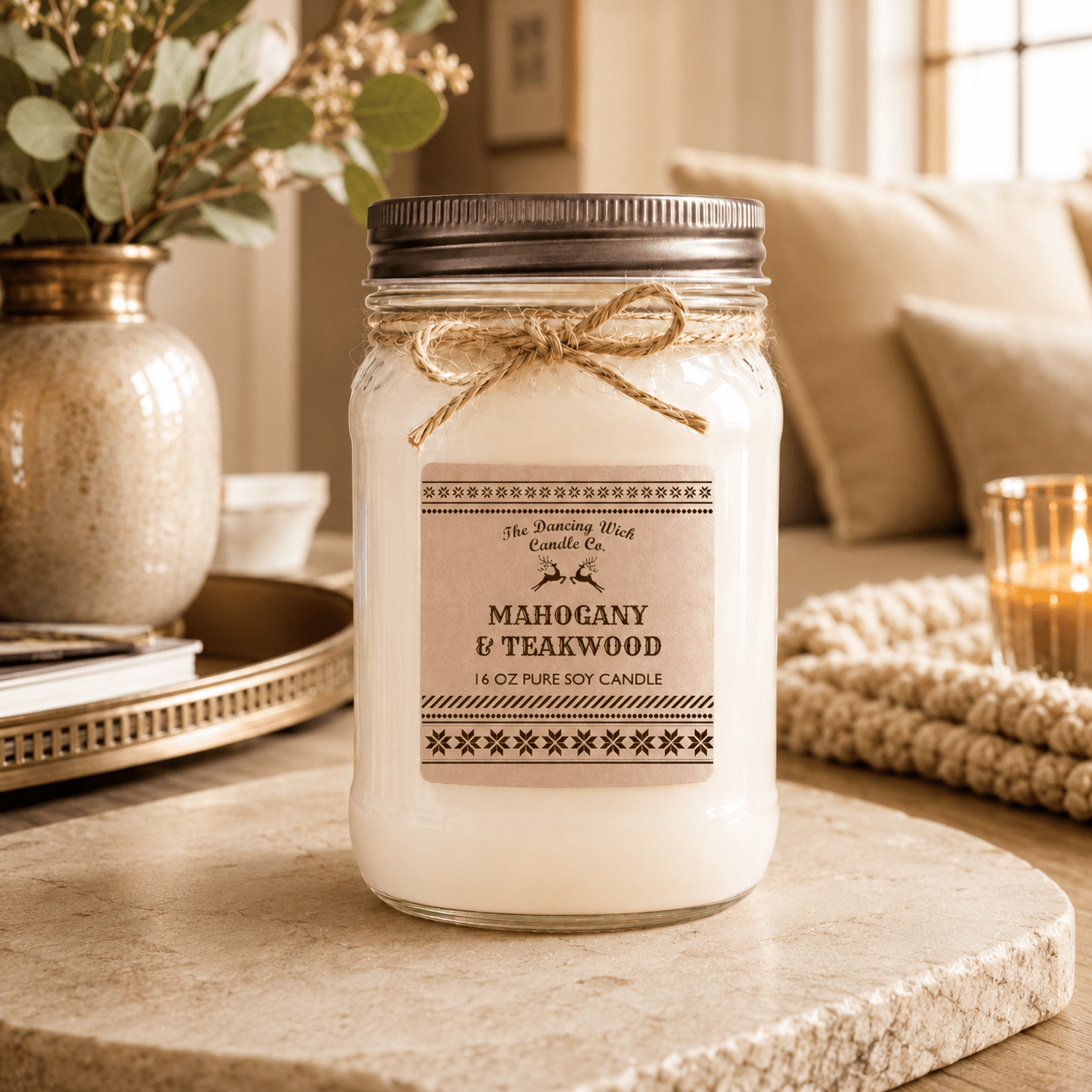 Mahogany & Teakwood - Kraft Winter Candle - The Dancing Wick