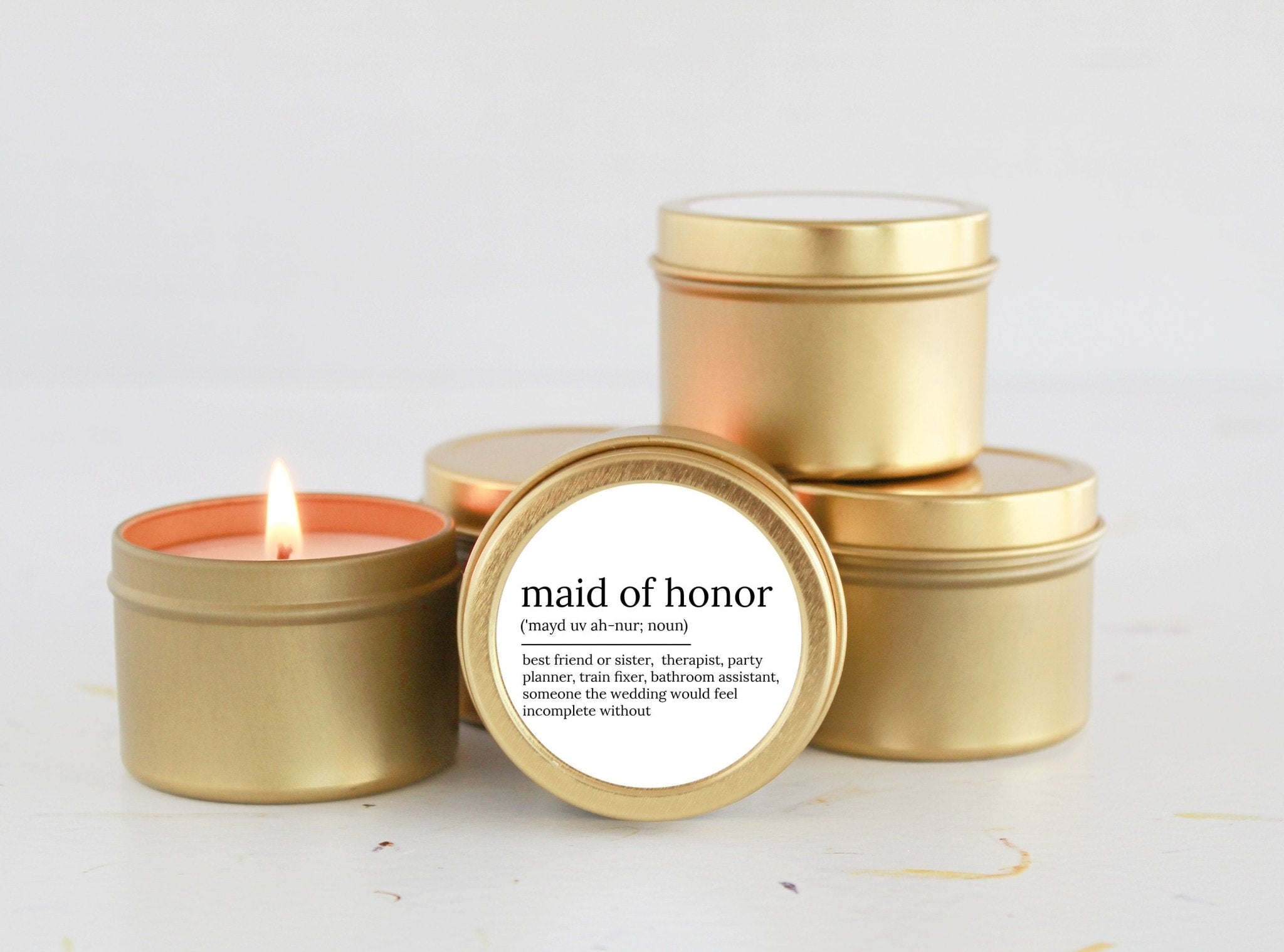Maid of Honor Noun Tins - The Dancing Wick