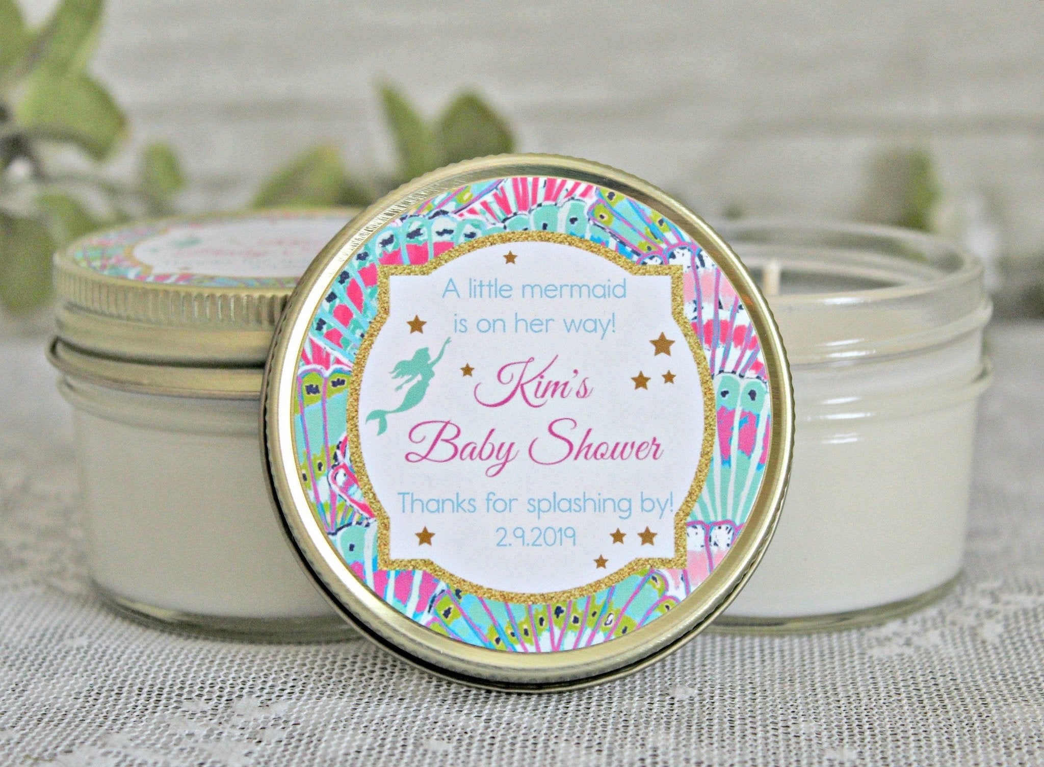 Mermaid Baby Shower Favors - The Dancing Wick