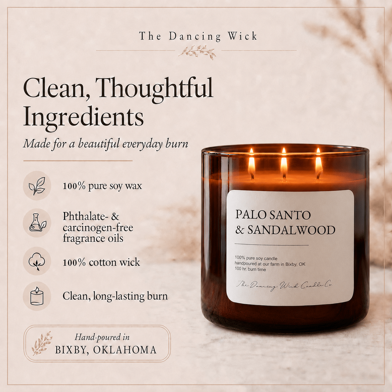 Palo Santo & Sandalwood - 3 Wick Everyday Tumbler Candle - The Dancing Wick