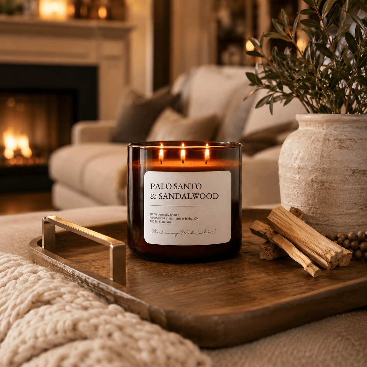 Palo Santo & Sandalwood - 3 Wick Everyday Tumbler Candle - The Dancing Wick