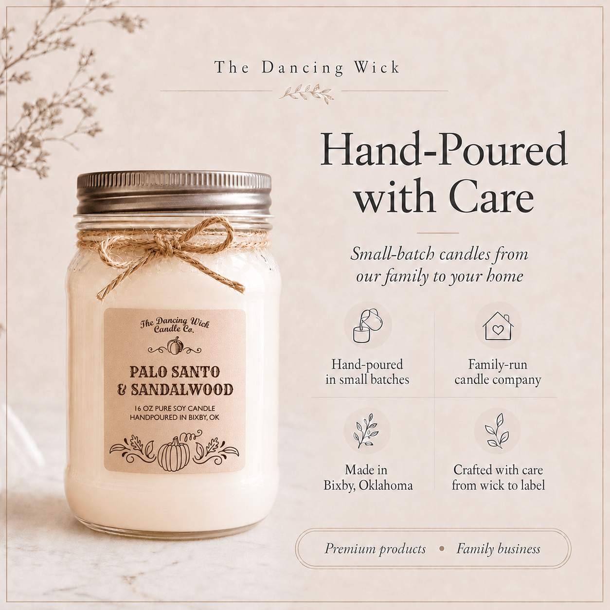 Palo Santo & Sandalwood - Fall Candle - The Dancing Wick