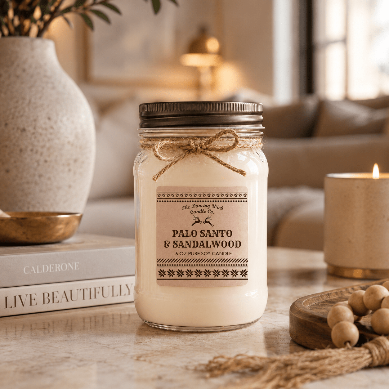 Palo Santo & Sandalwood - Kraft Winter Candle - The Dancing Wick