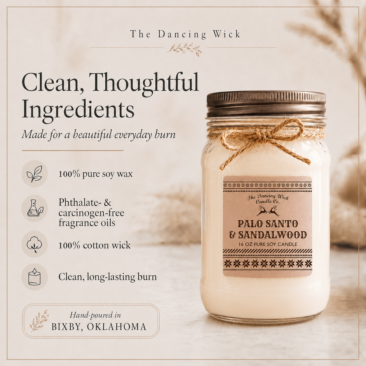 Palo Santo & Sandalwood - Kraft Winter Candle - The Dancing Wick