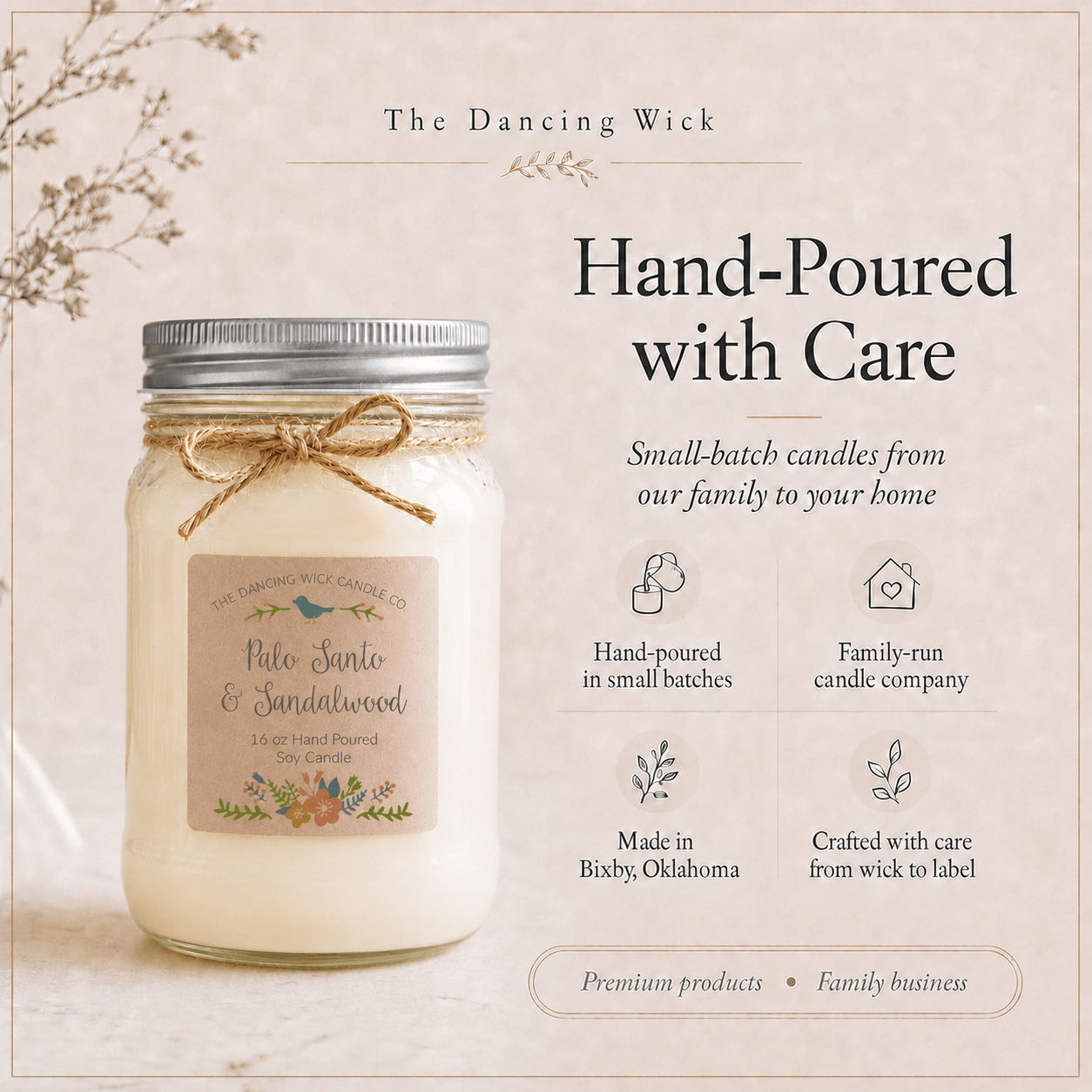 Palo Santo & Sandalwood - Spring TDW Candle - The Dancing Wick
