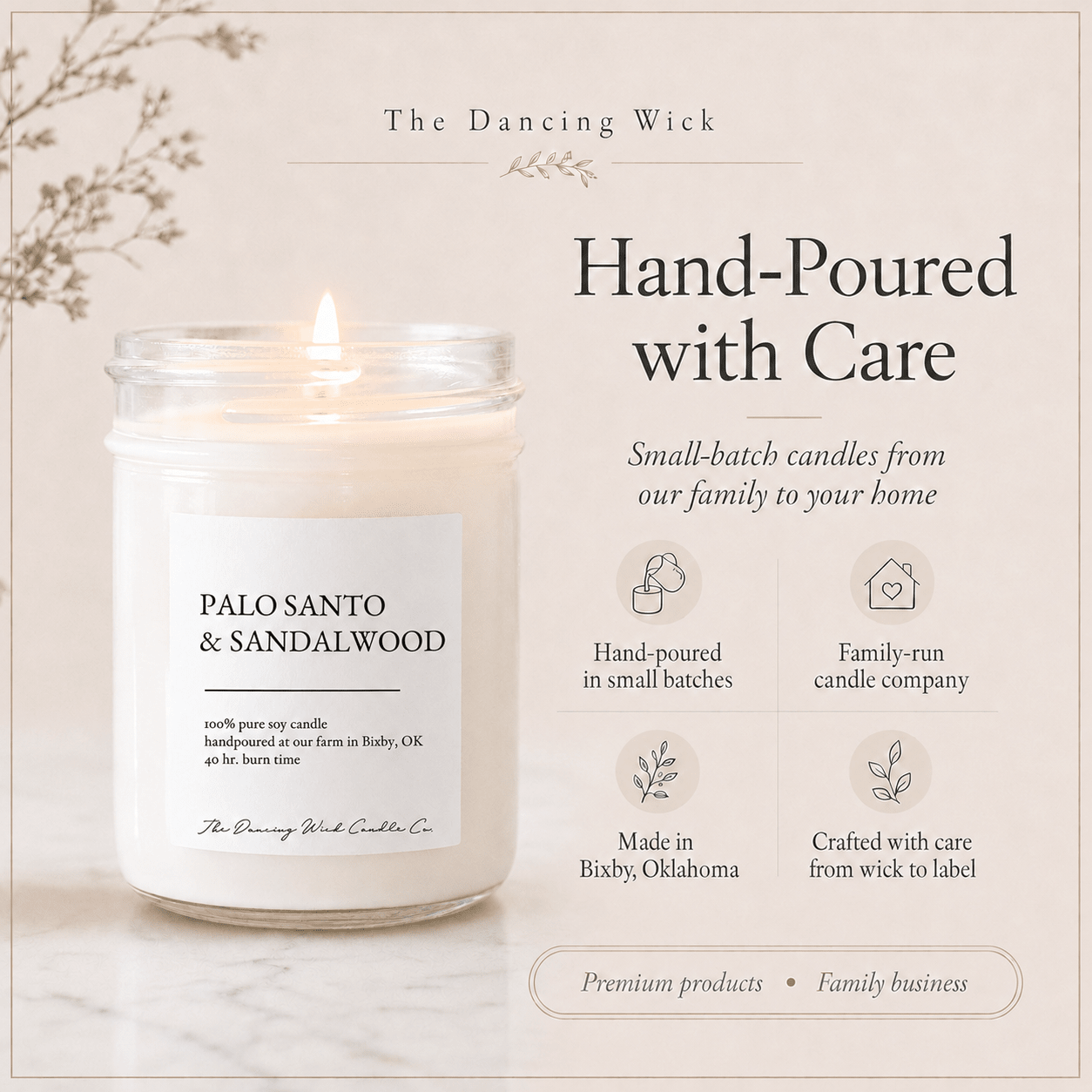 Palo Santo & Sandalwood - TDW Signature Candle - The Dancing Wick