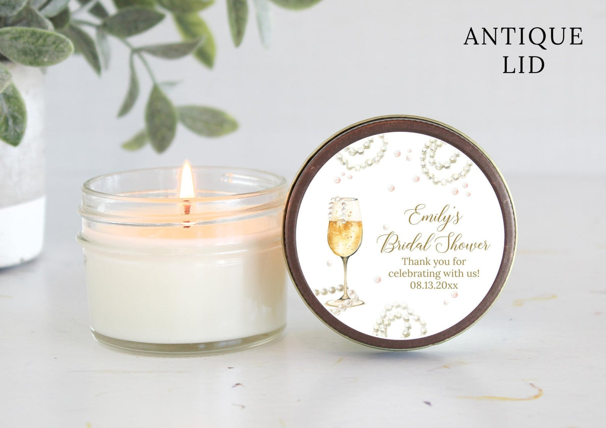 Pearls & Prosecco Candle Favors - The Dancing Wick
