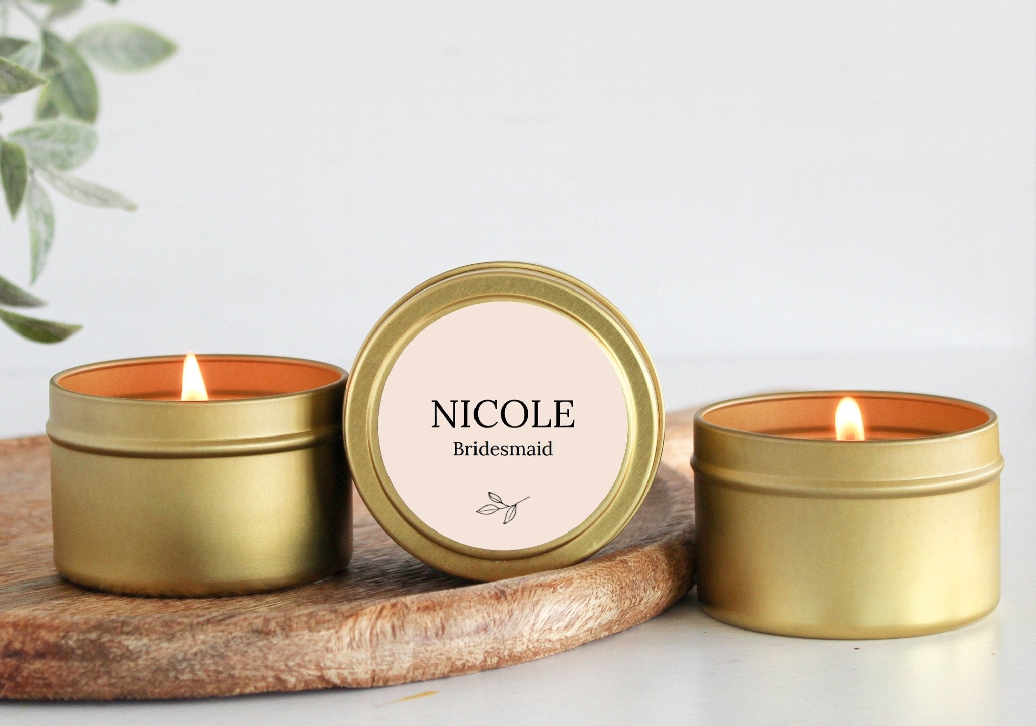 Personalized Bridesmaid Tins - The Dancing Wick