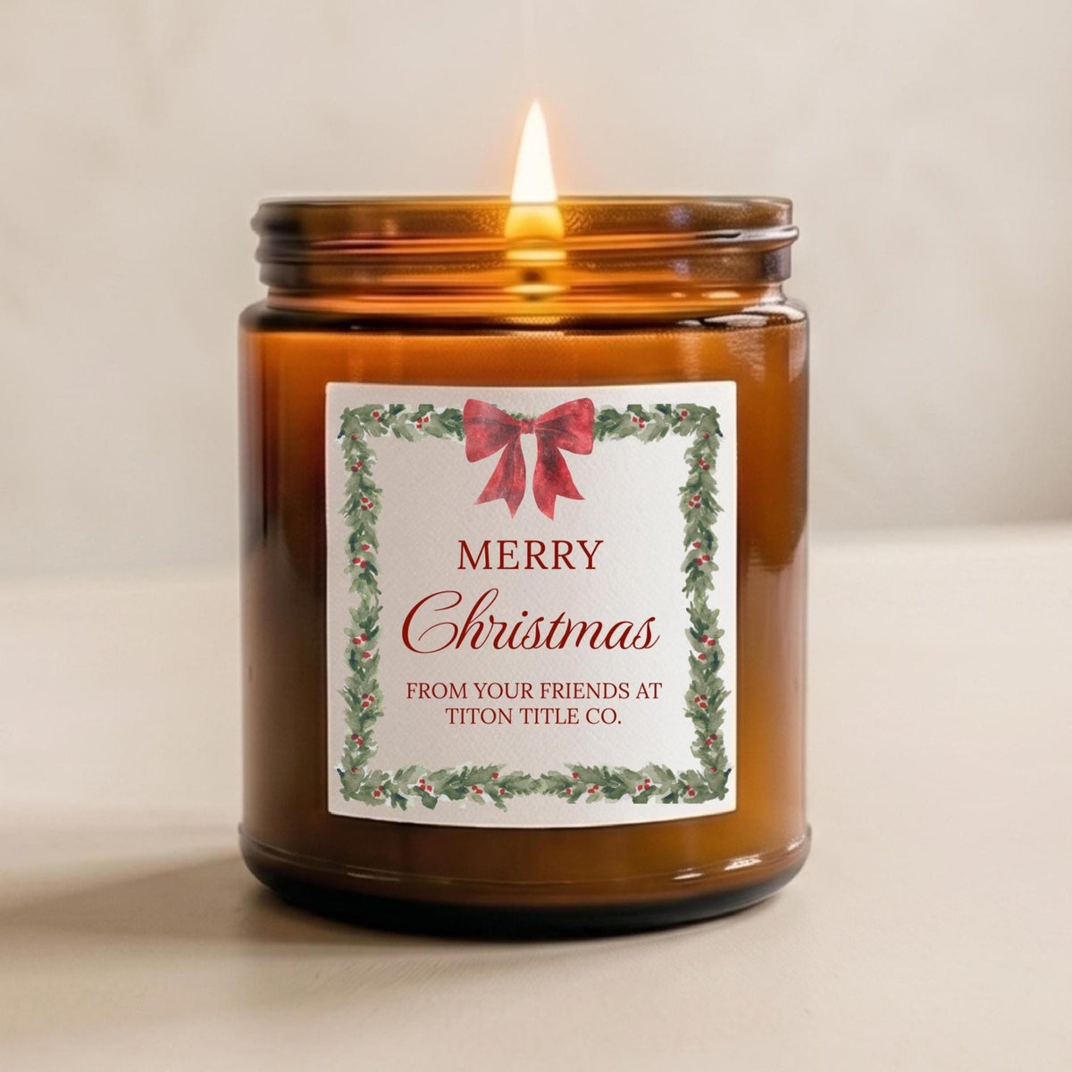 Personalized Christmas Amber Candle - The Dancing Wick