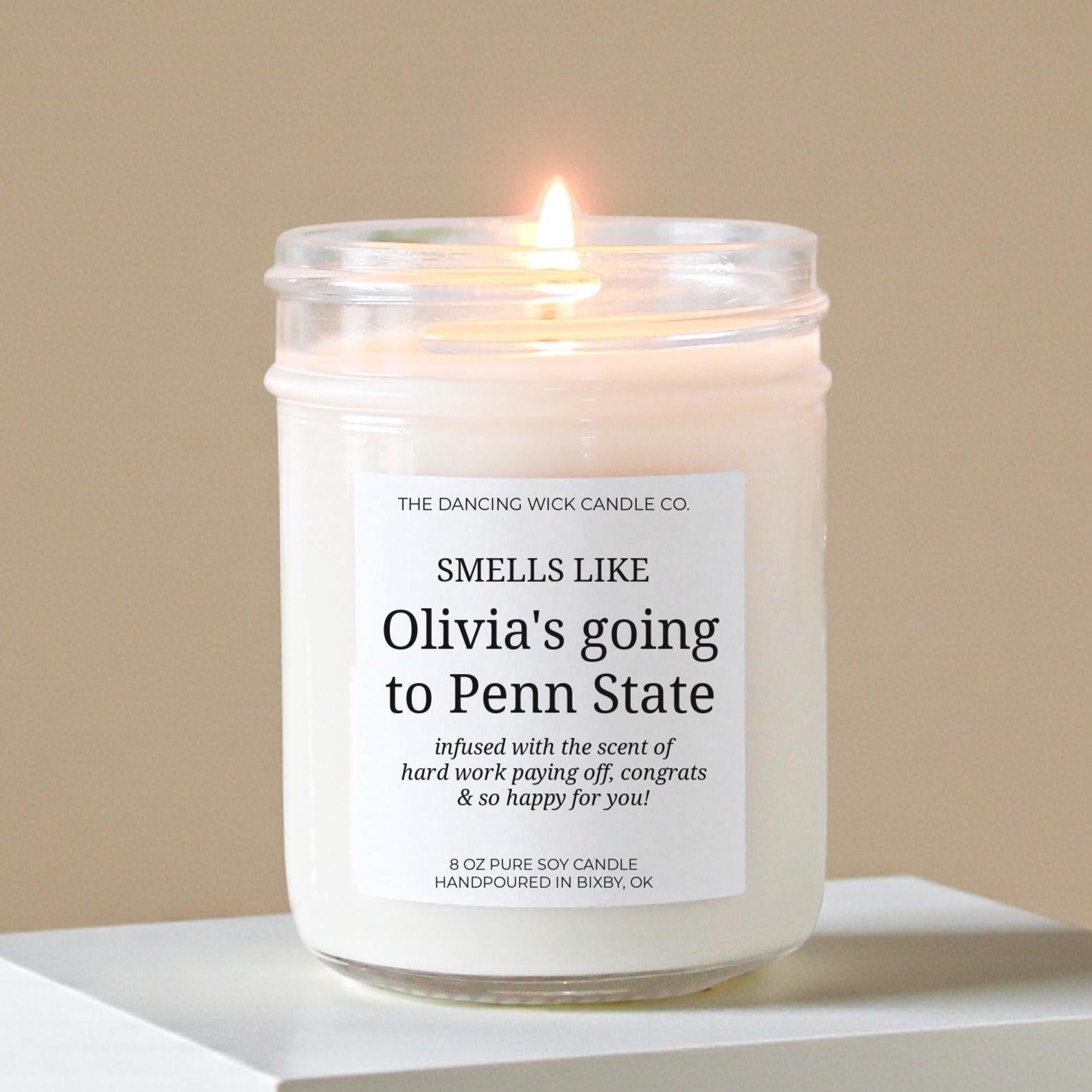 Personalized College Acceptance Candle - The Dancing Wick