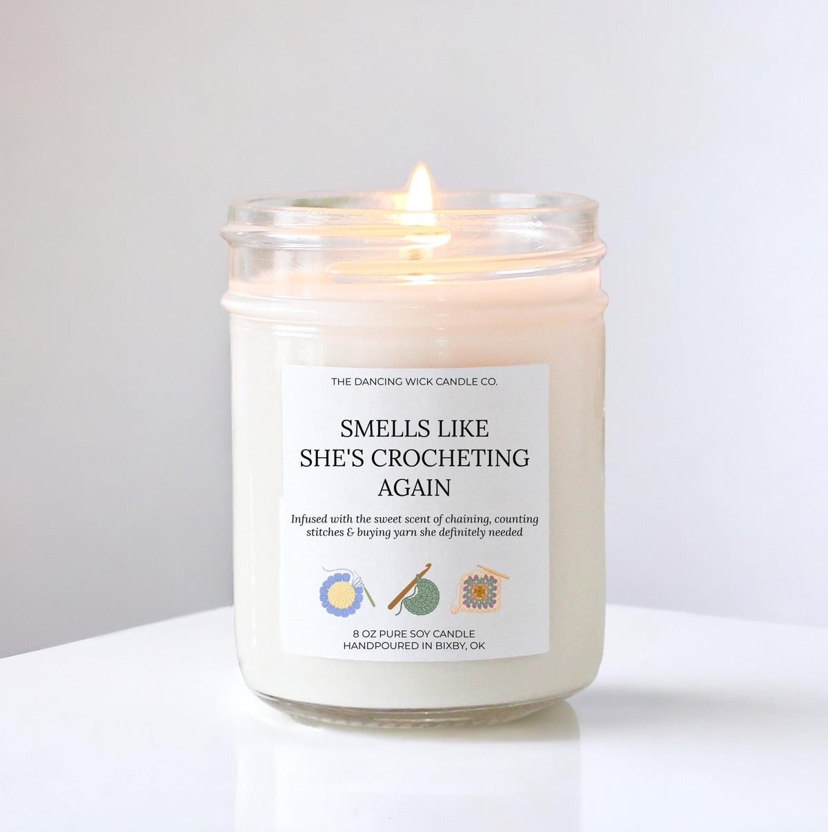 Personalized Crochet Candle - The Dancing Wick