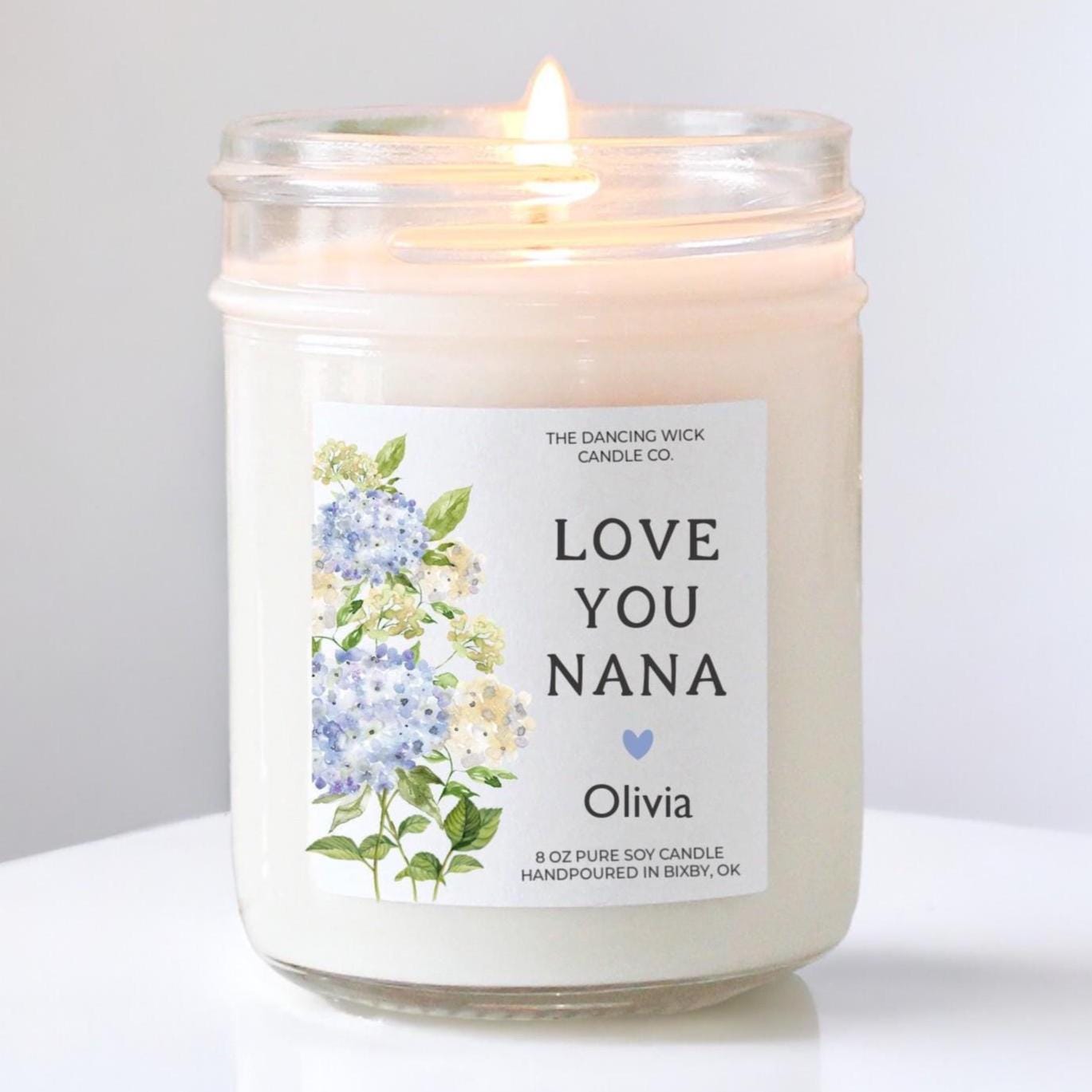 Personalized Floral Soy Candle: Love You Nana Gift - The Dancing Wick