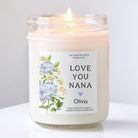 Personalized Floral Soy Candle: Love You Nana Gift - The Dancing Wick