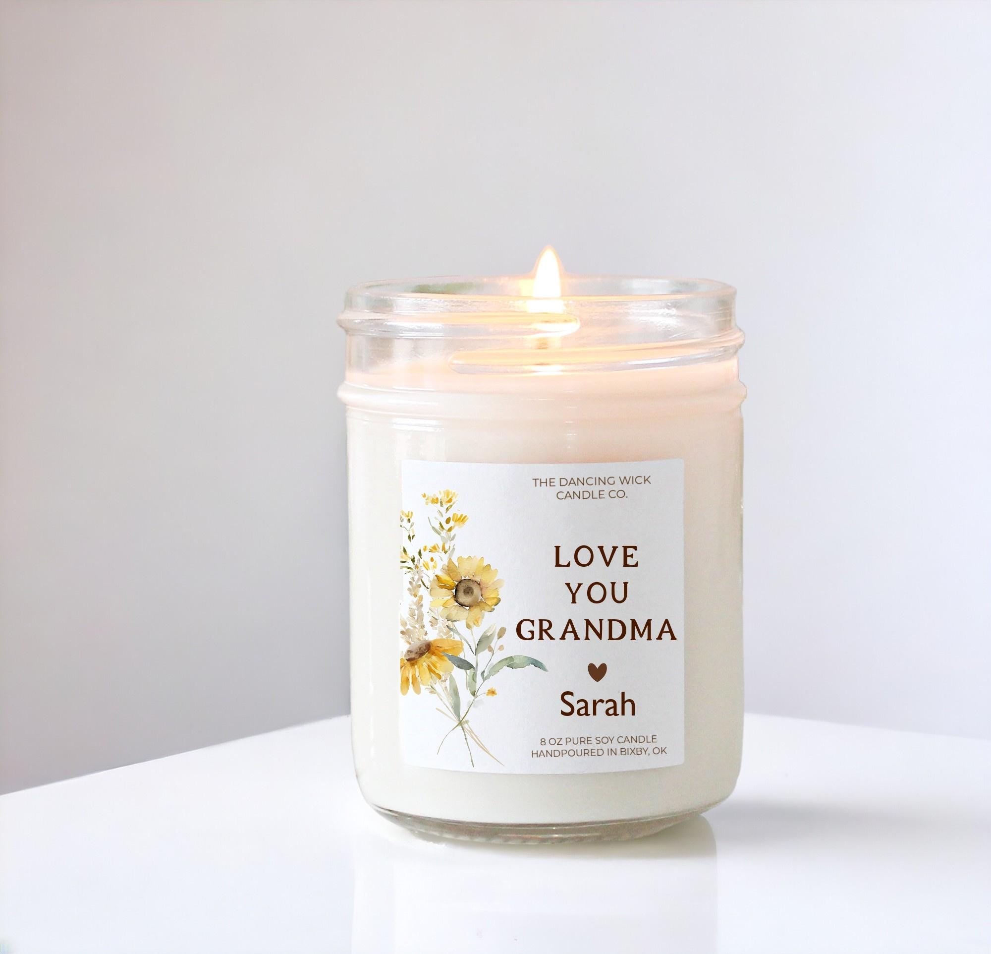 Personalized Floral Soy Candle: Love You Nana Gift - The Dancing Wick